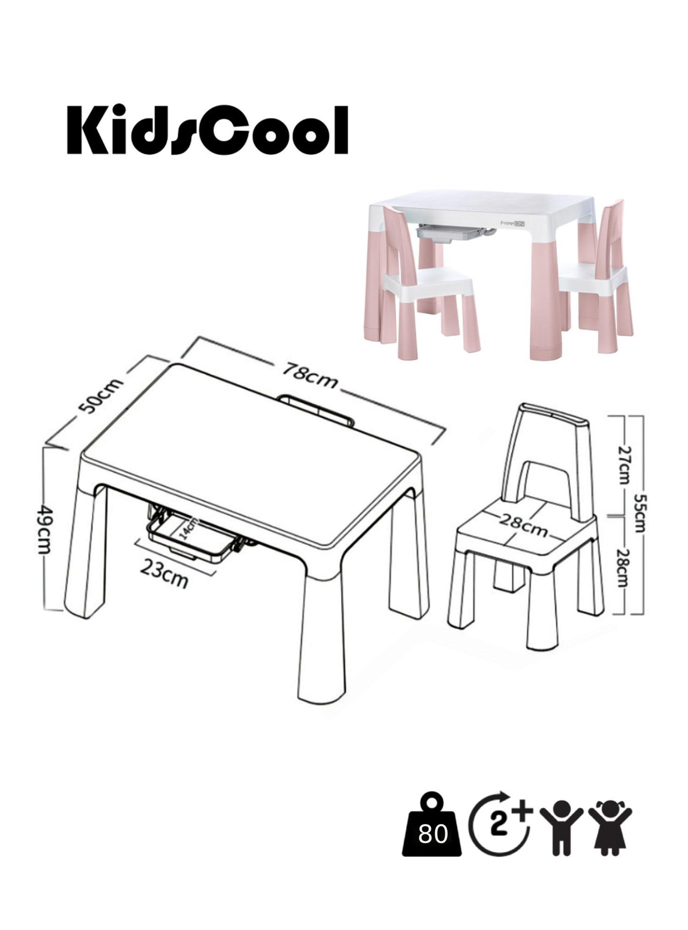 Set Mesa Infantil con 2 Sillas y Cajones Rosado-1