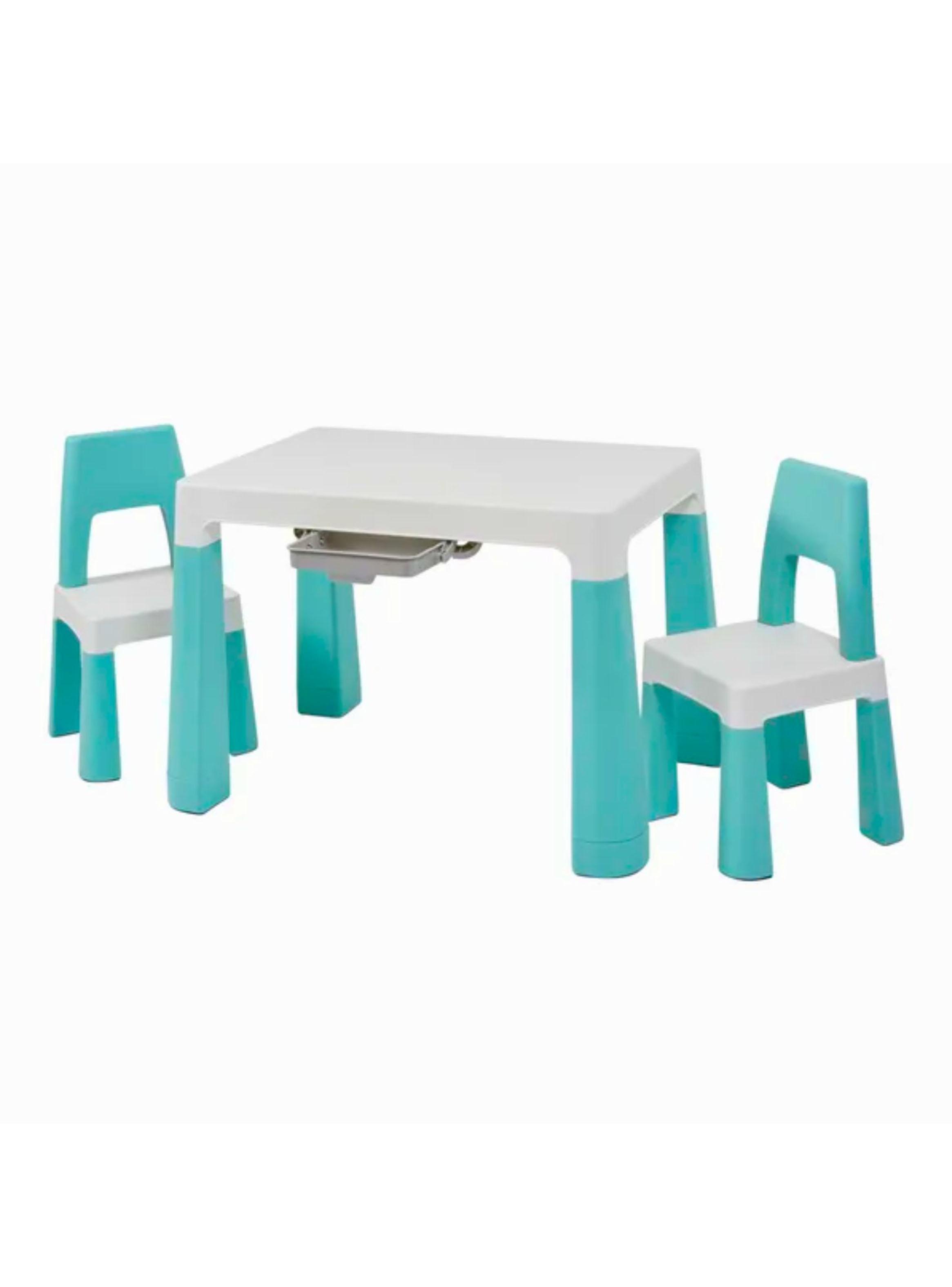 Set Mesa Infantil con 2 Sillas y Cajones Verde-2