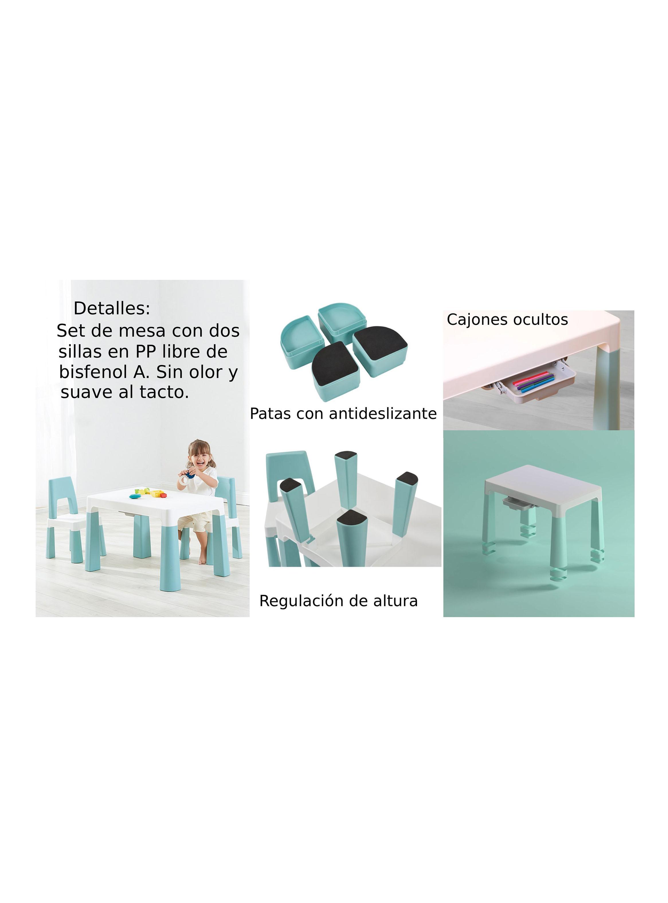 Set Mesa Infantil con 2 Sillas y Cajones Verde-3