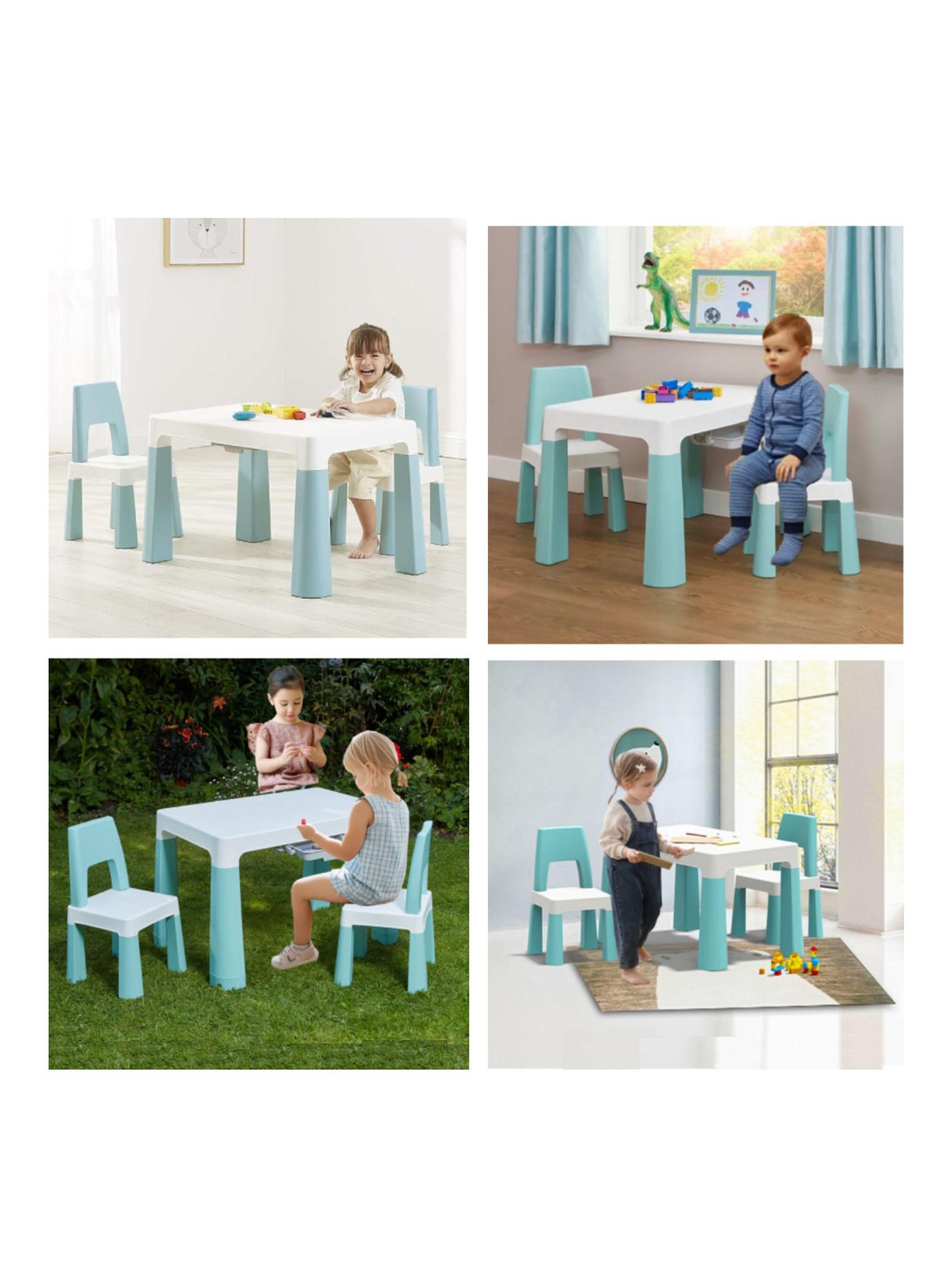 Set Mesa Infantil con 2 Sillas y Cajones Verde-4