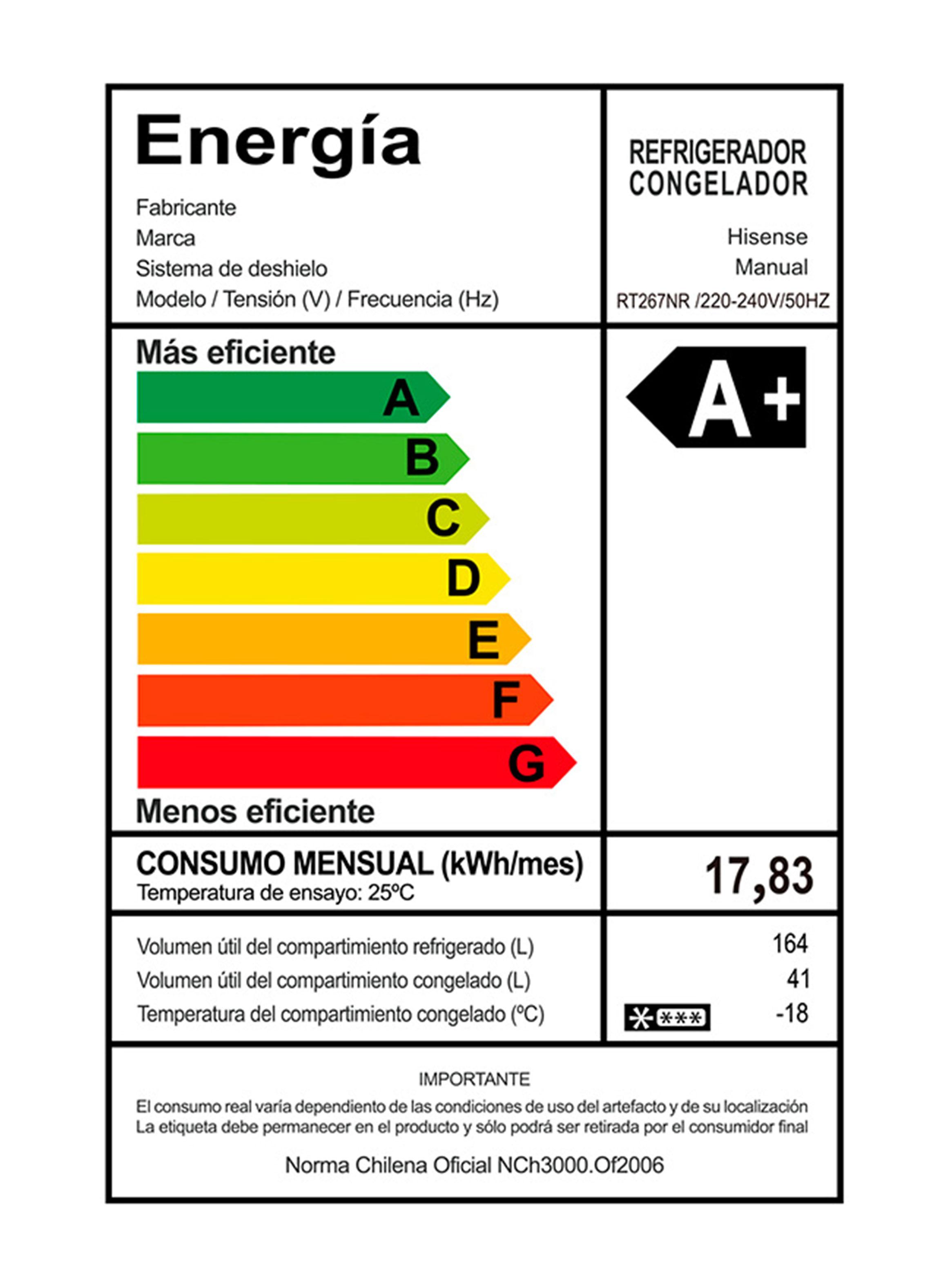 Refrigerador Top Mount Frío Directo 205 Litros RT267NR-4
