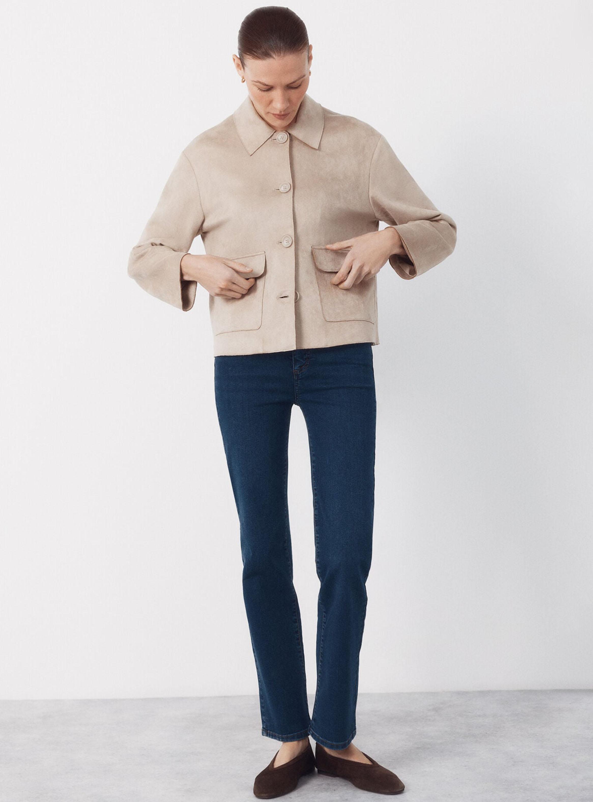 Chaqueta Tejido Efecto Ante-4