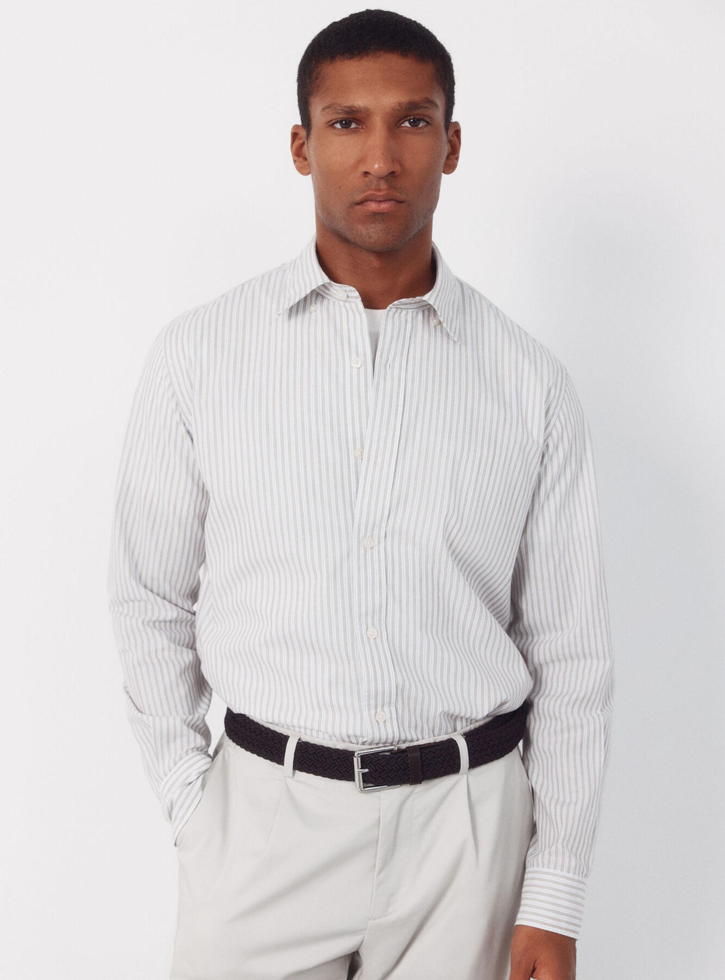 Camisa Rayas Popelín Botón-0