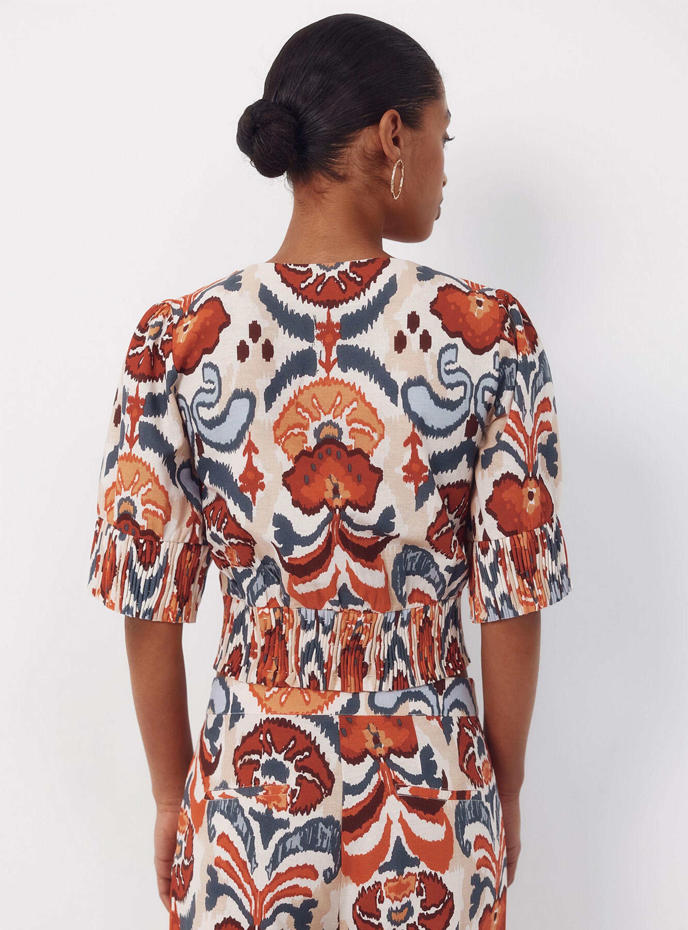 Blusa Estampada Manga Abullonada-1