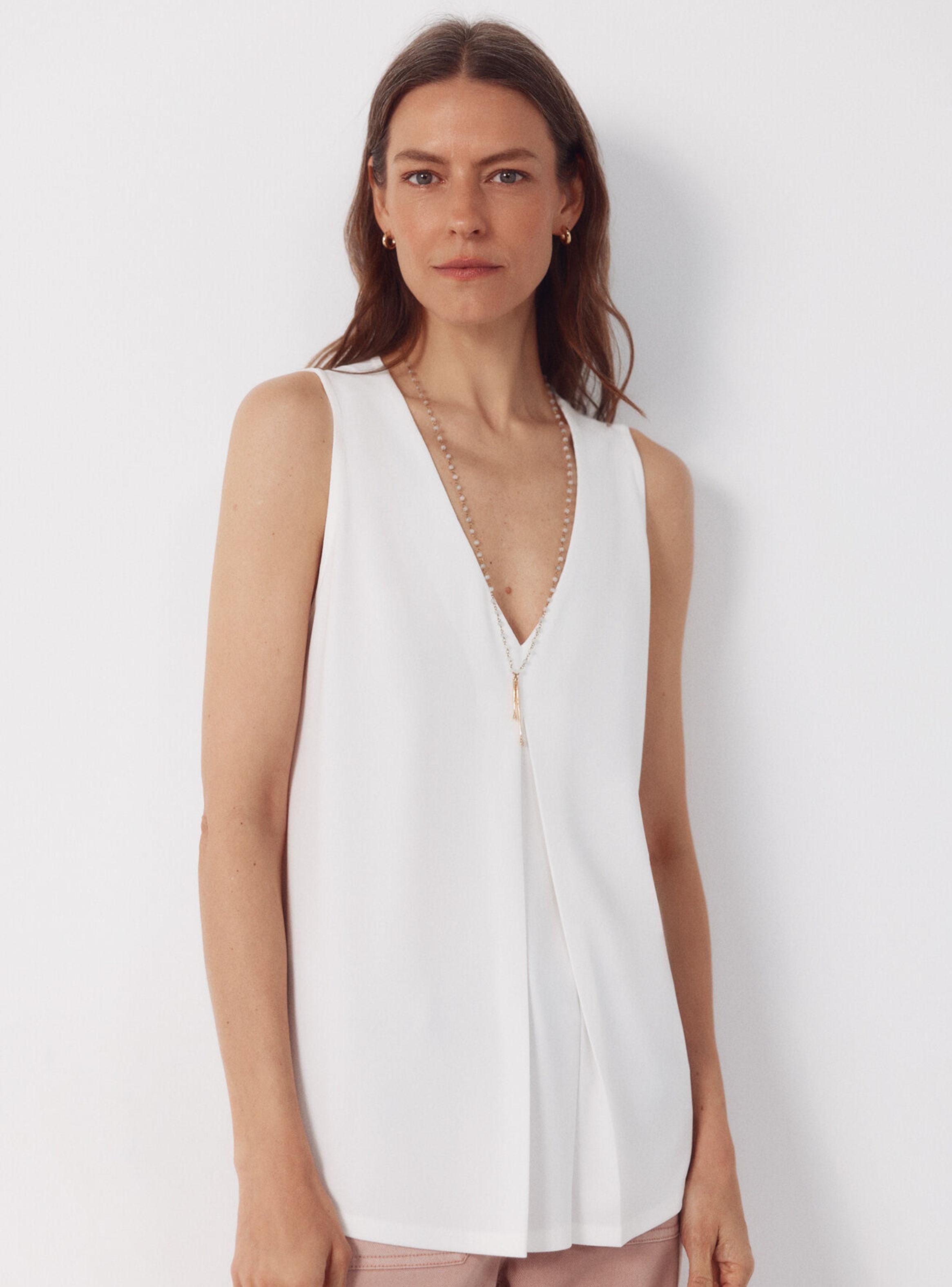Top Largo Pliegue Cuello V-0