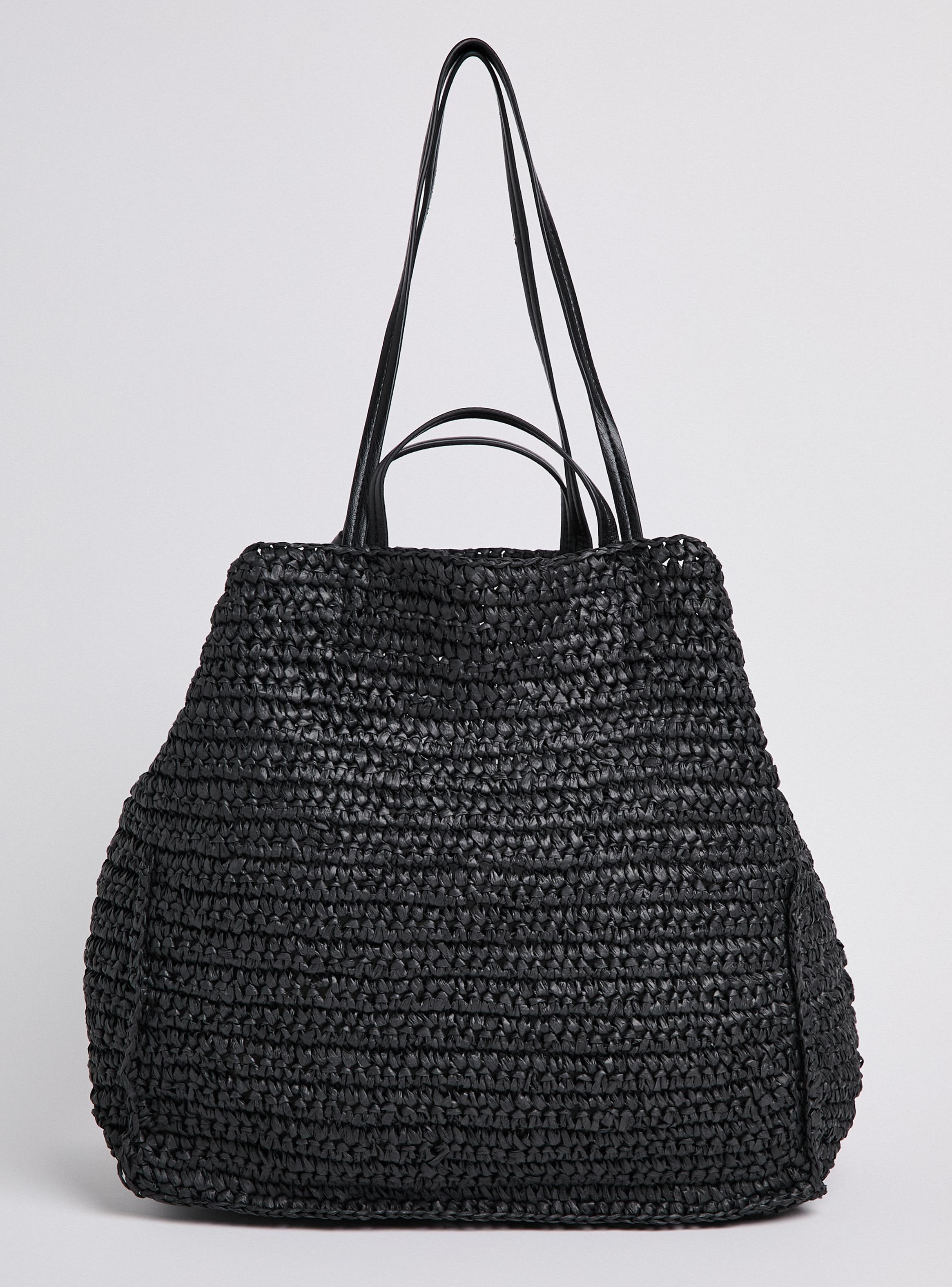 Cartera de Hombro Papel Raffia + Estuche Símil Cuero-4