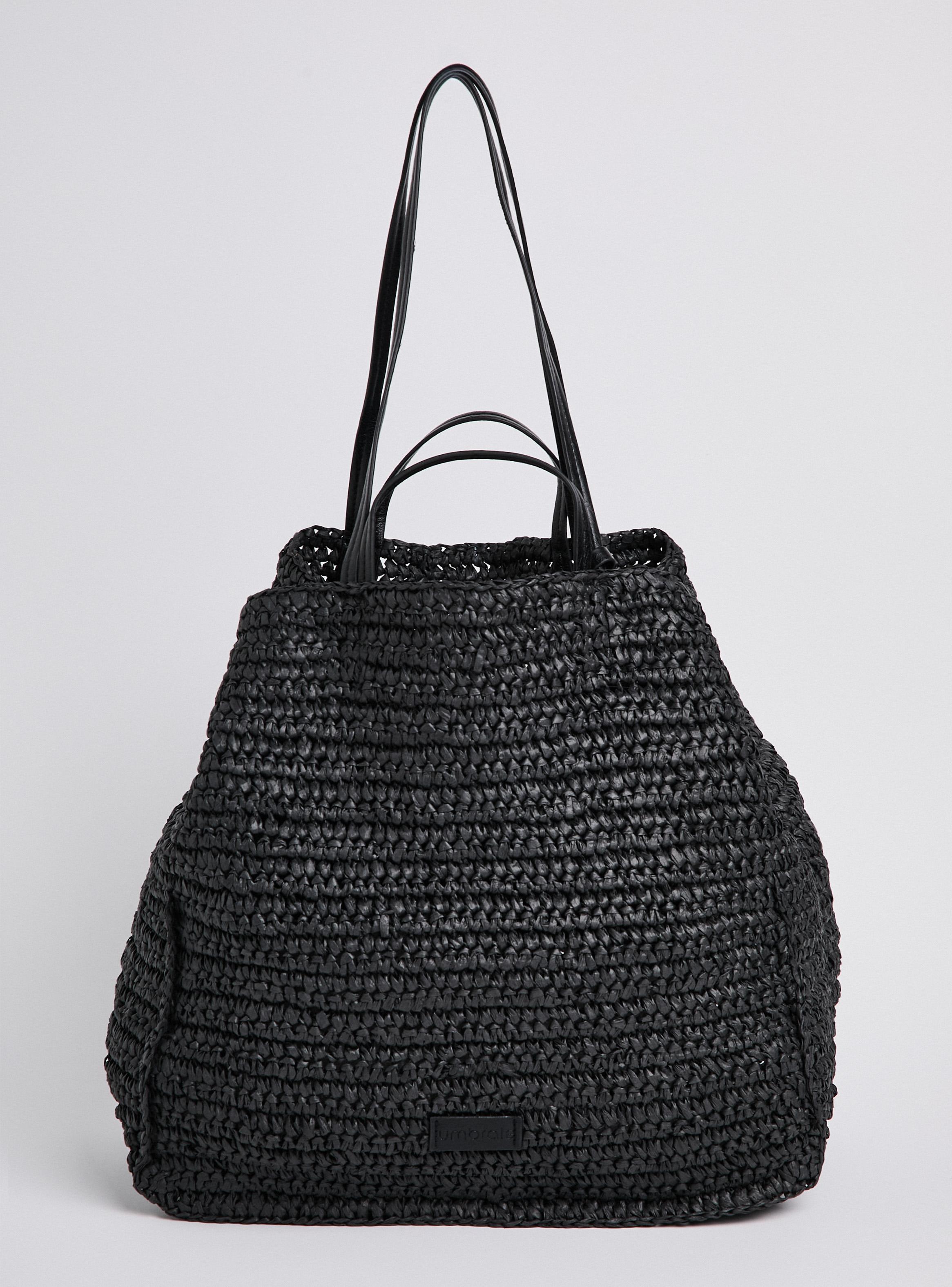 Cartera de Hombro Papel Raffia + Estuche Símil Cuero-2