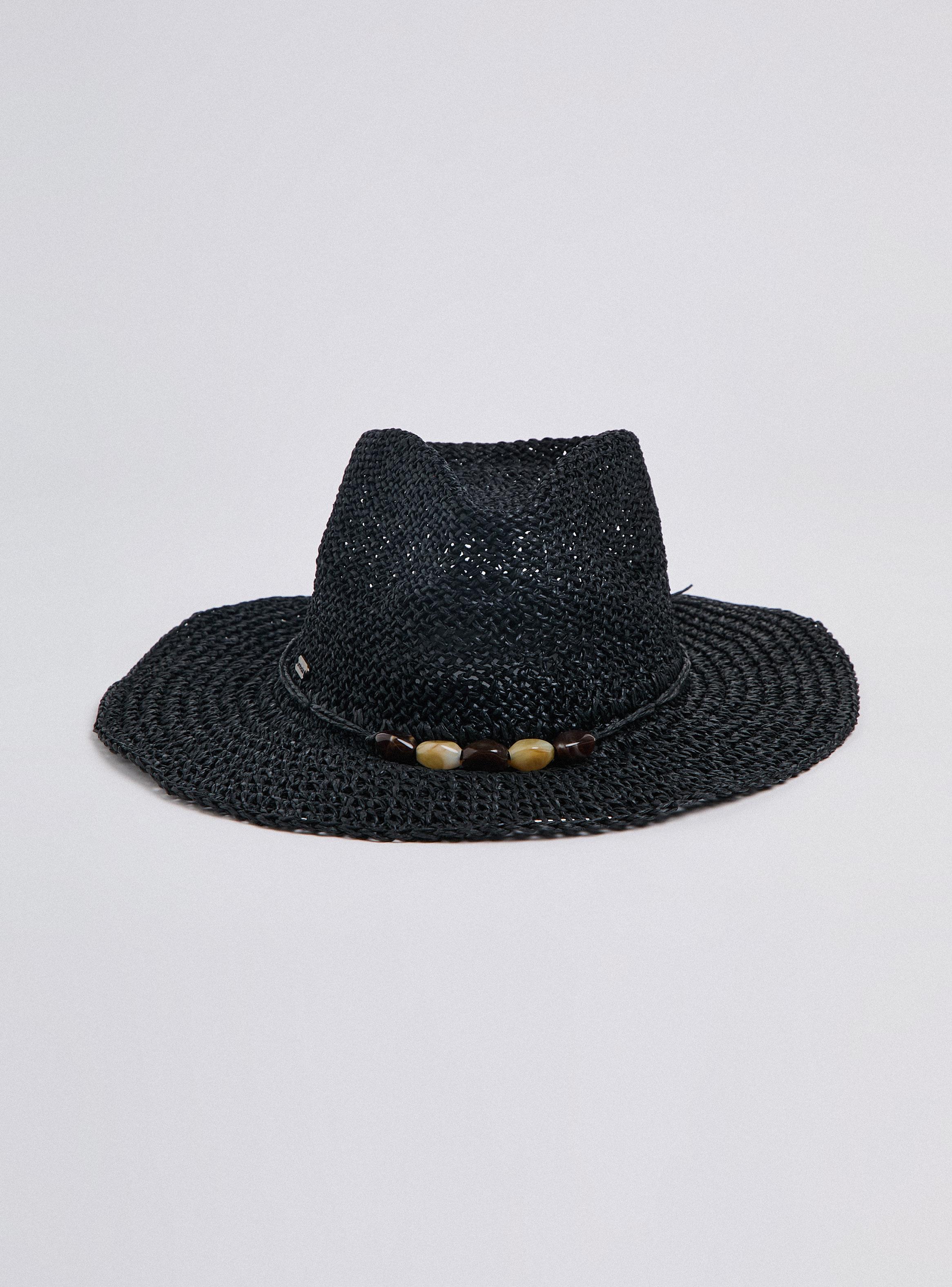 Sombrero con Detalle de Piedras de Colores Papel Raffia-0