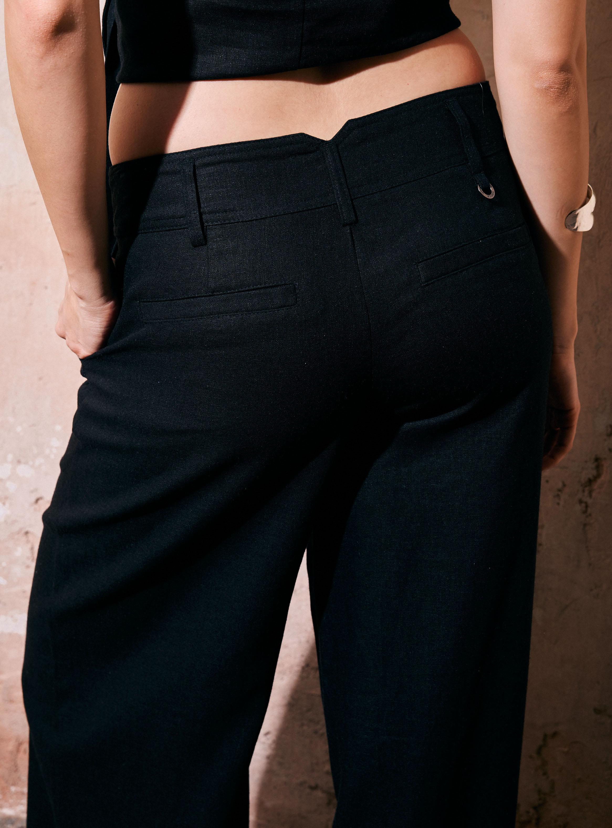 Pantalón Ancho con Tablas y Bolsillo Ojal-3