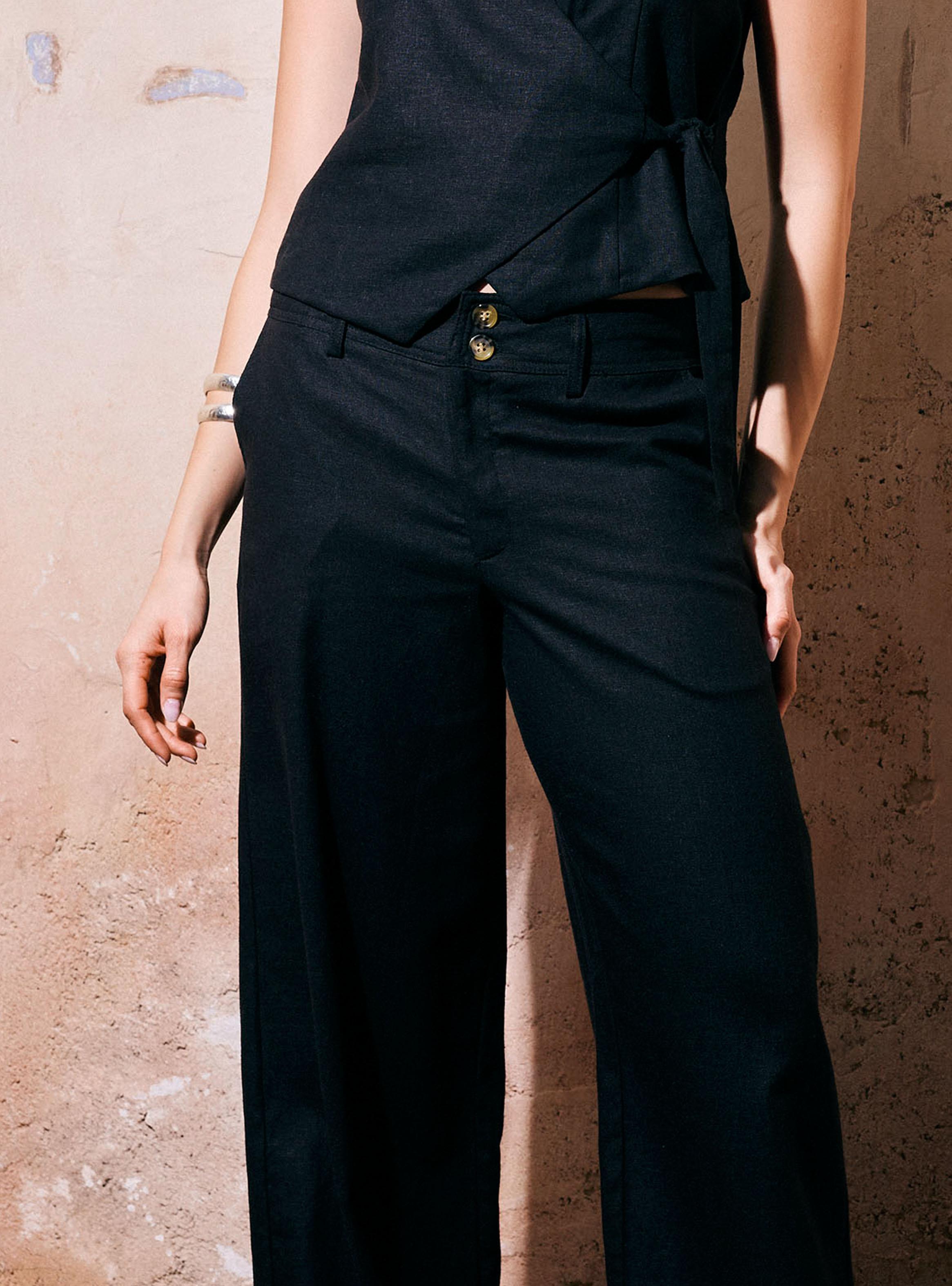 Pantalón Ancho con Tablas y Bolsillo Ojal-2