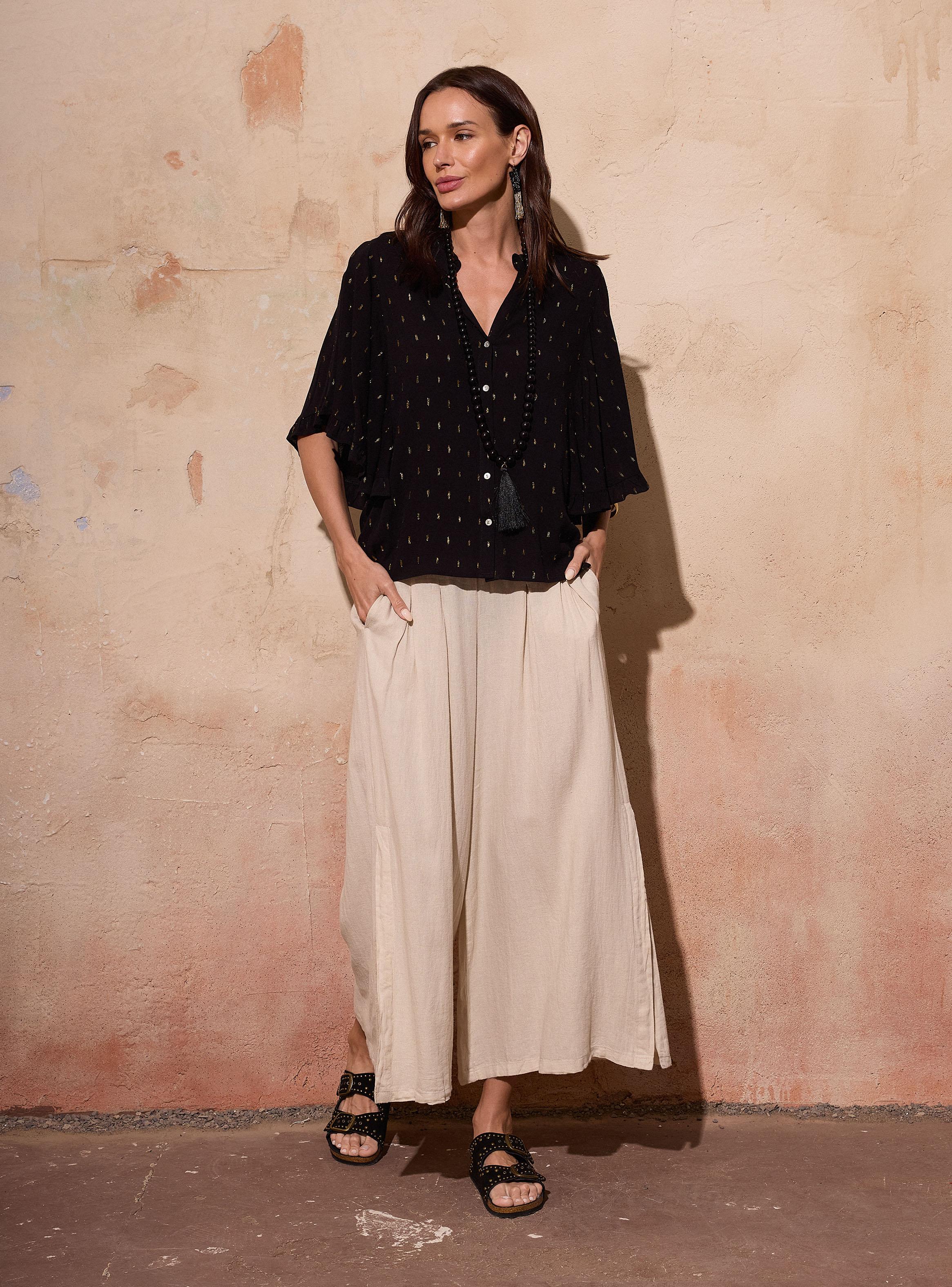 Blusa Abotonada con Vuelos en Manga-4