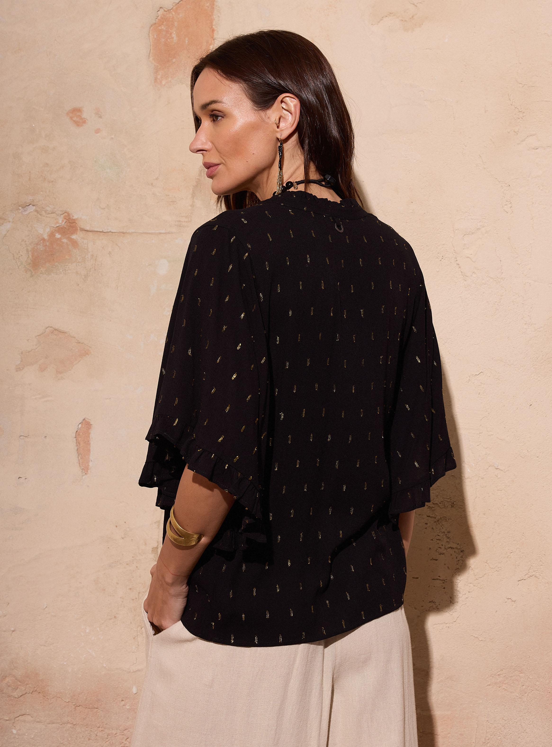 Blusa Abotonada con Vuelos en Manga-1