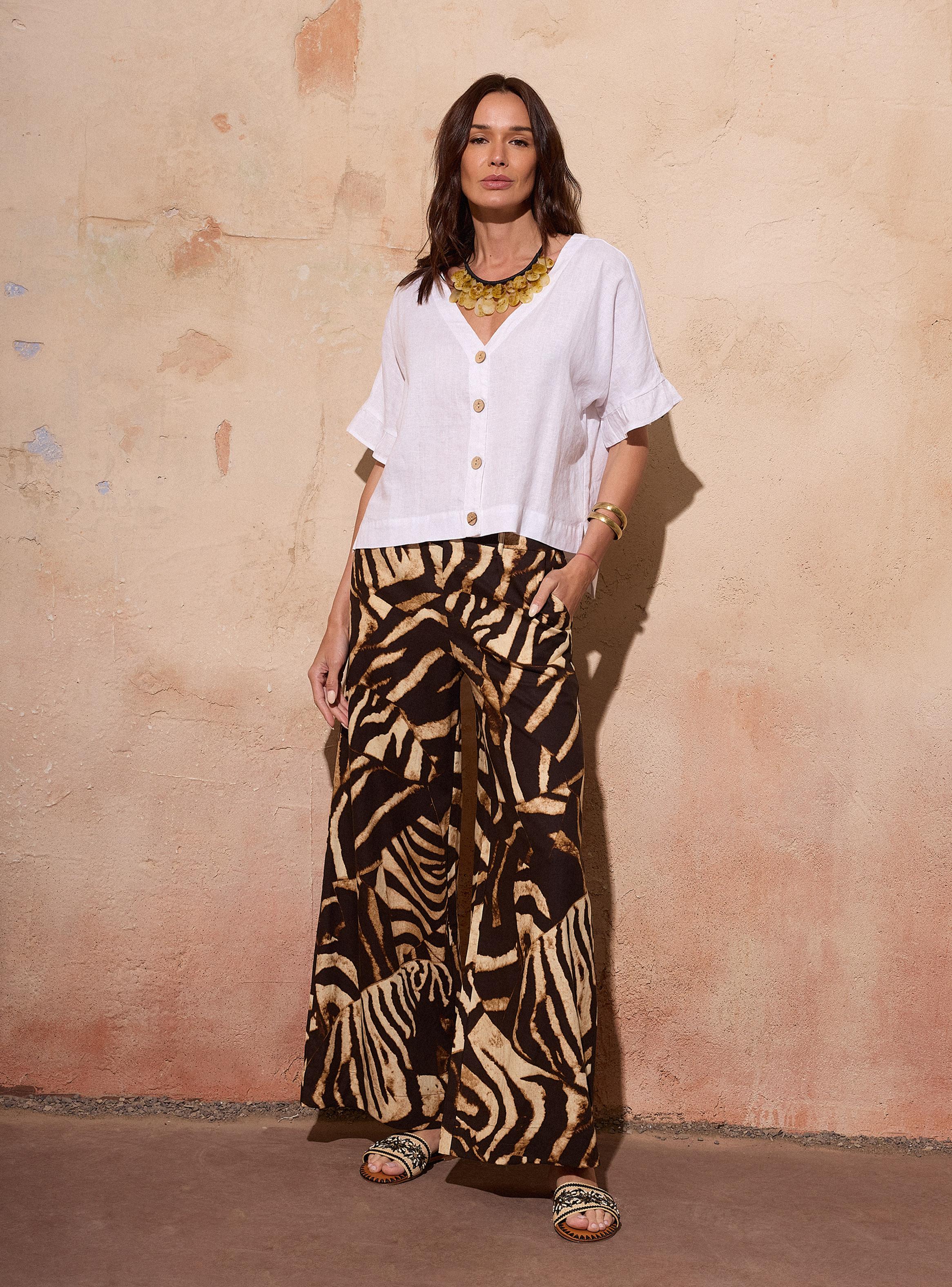 Blusa Botones y Vuelos en Manga Lino-4