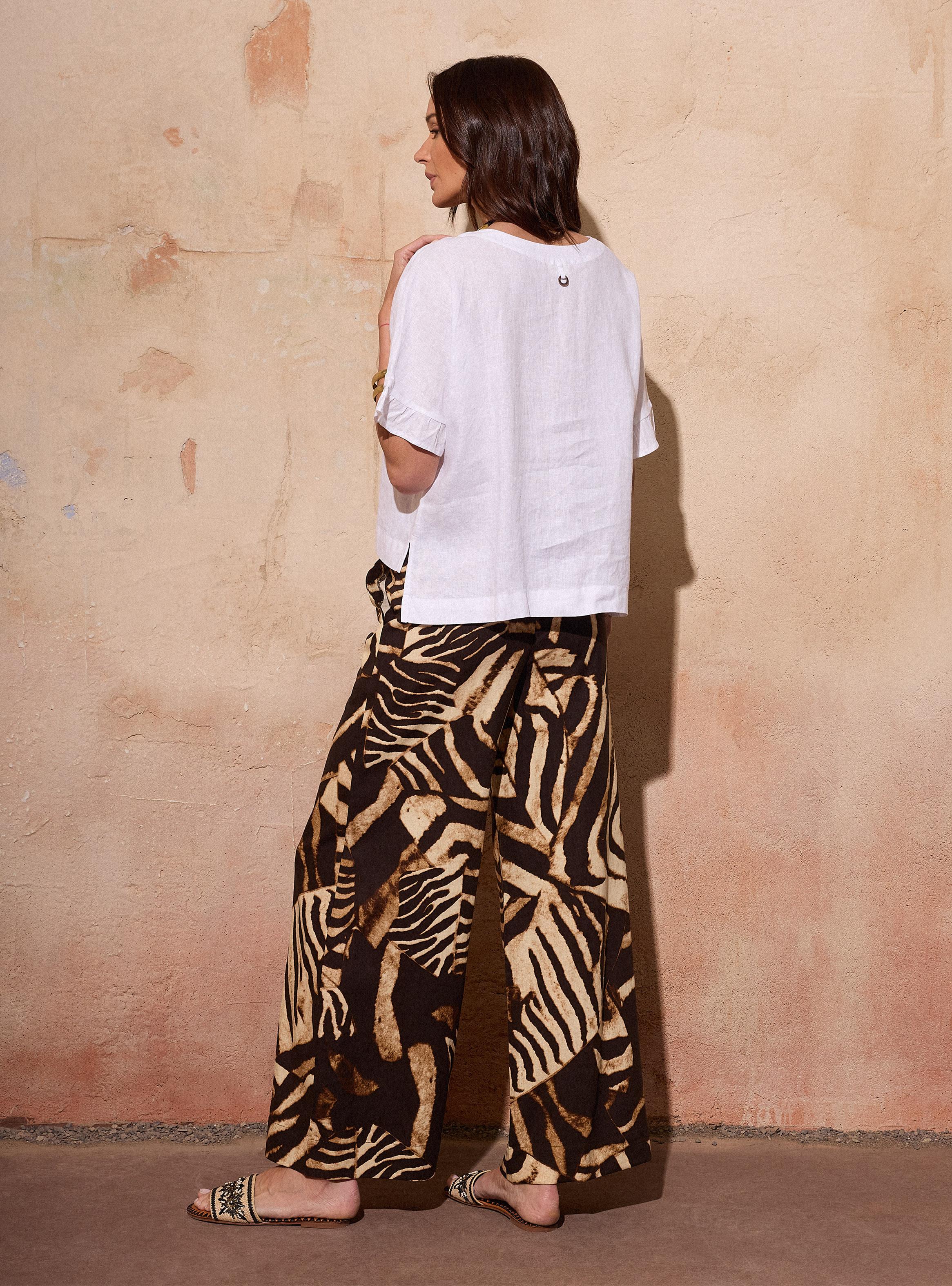 Blusa Botones y Vuelos en Manga Lino-5