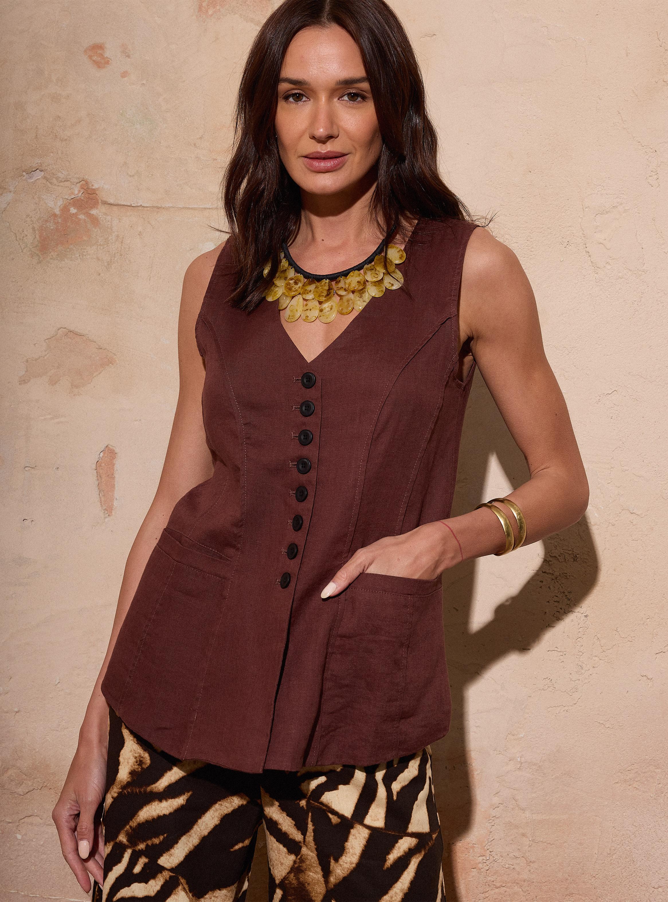 Blusa Tipo Vest Lino Botones-2