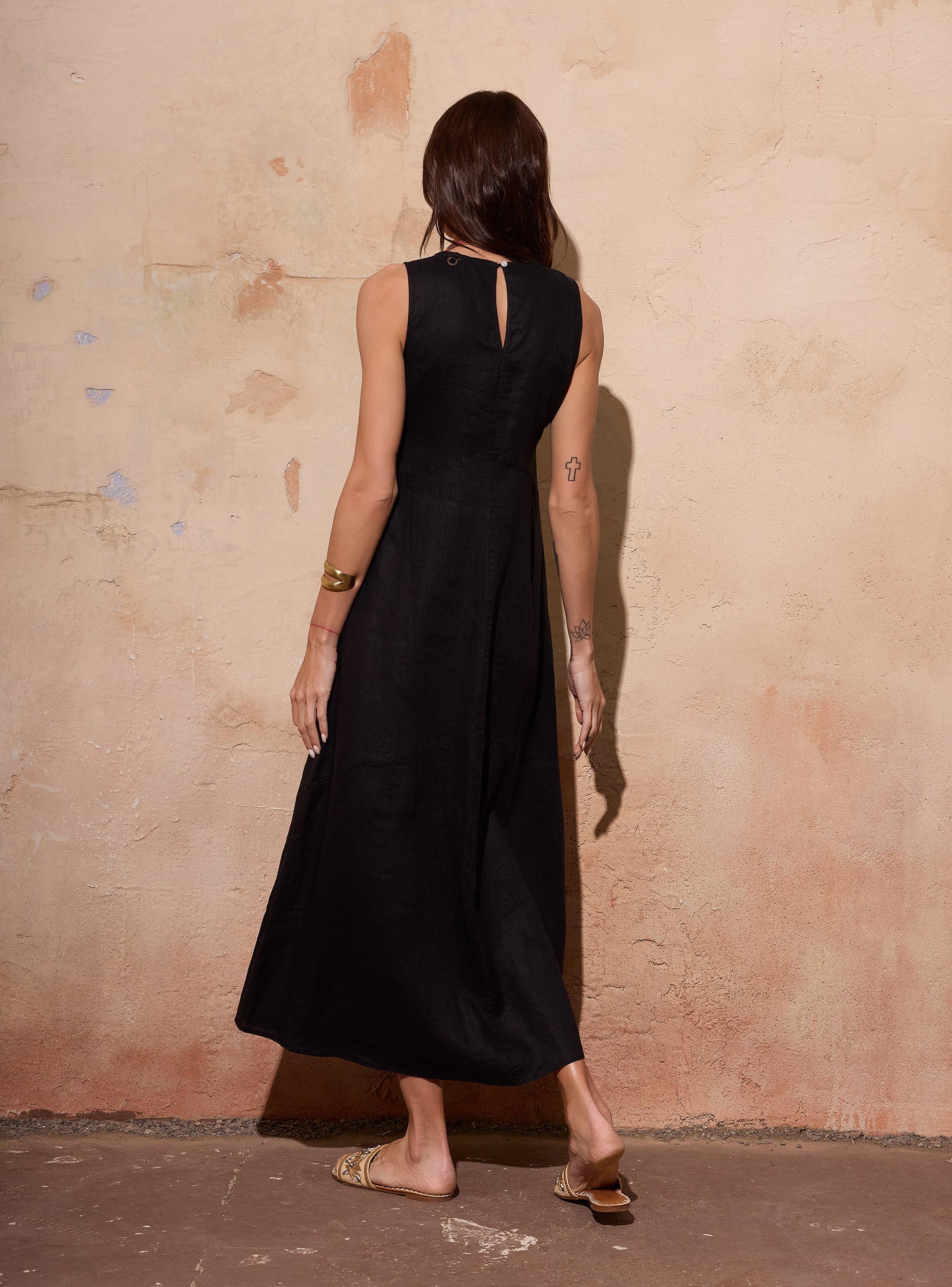 Vestido Lino Costuras Color-5