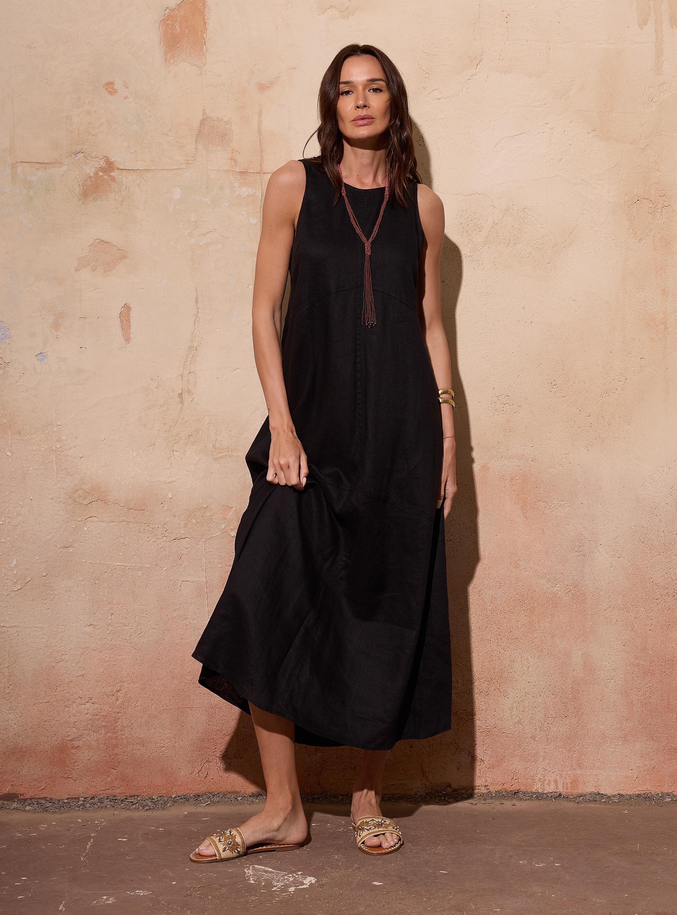 Vestido Lino Costuras Color-4