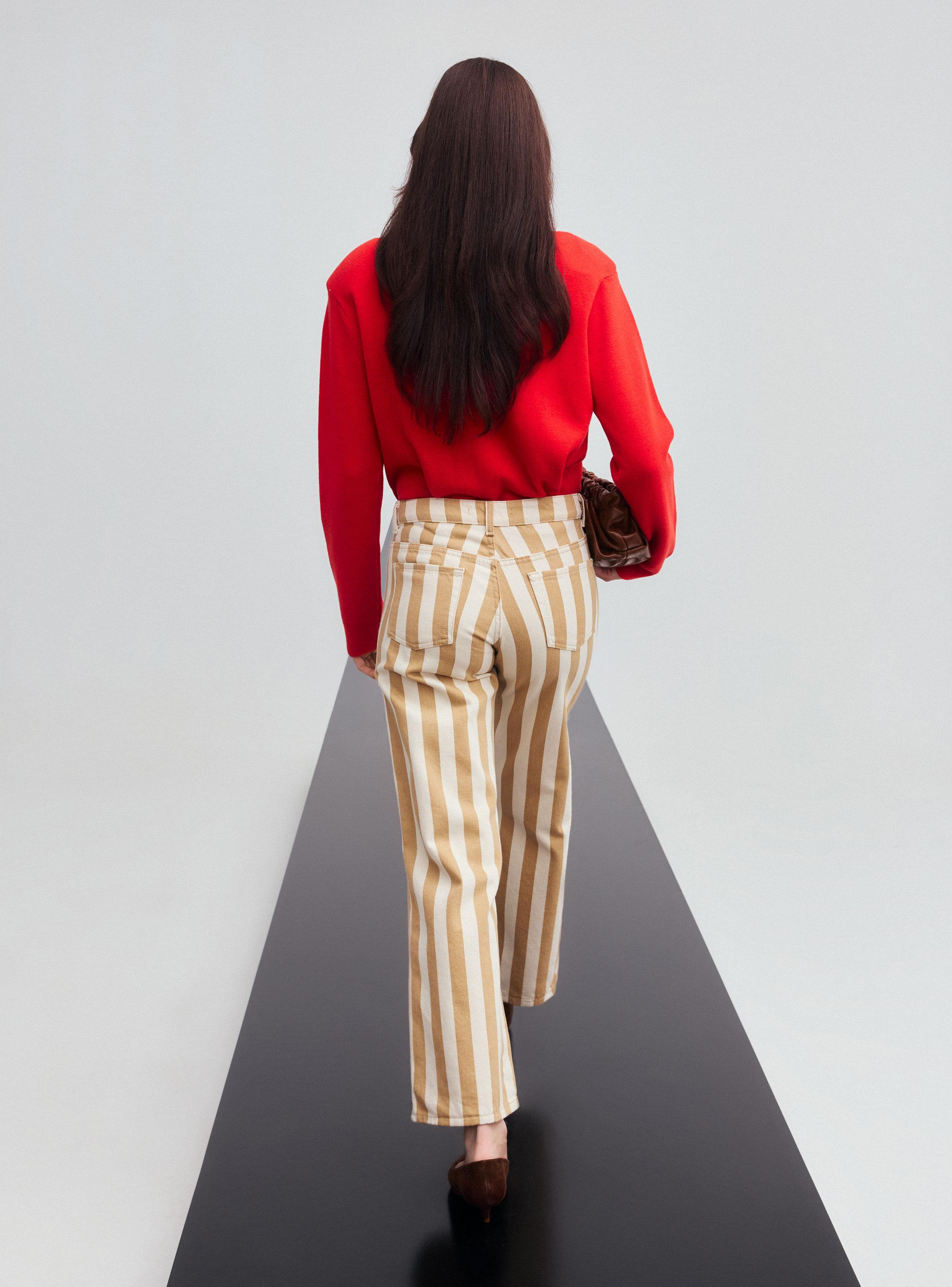 Jeans Straight Tiro Medio con Líneas-5