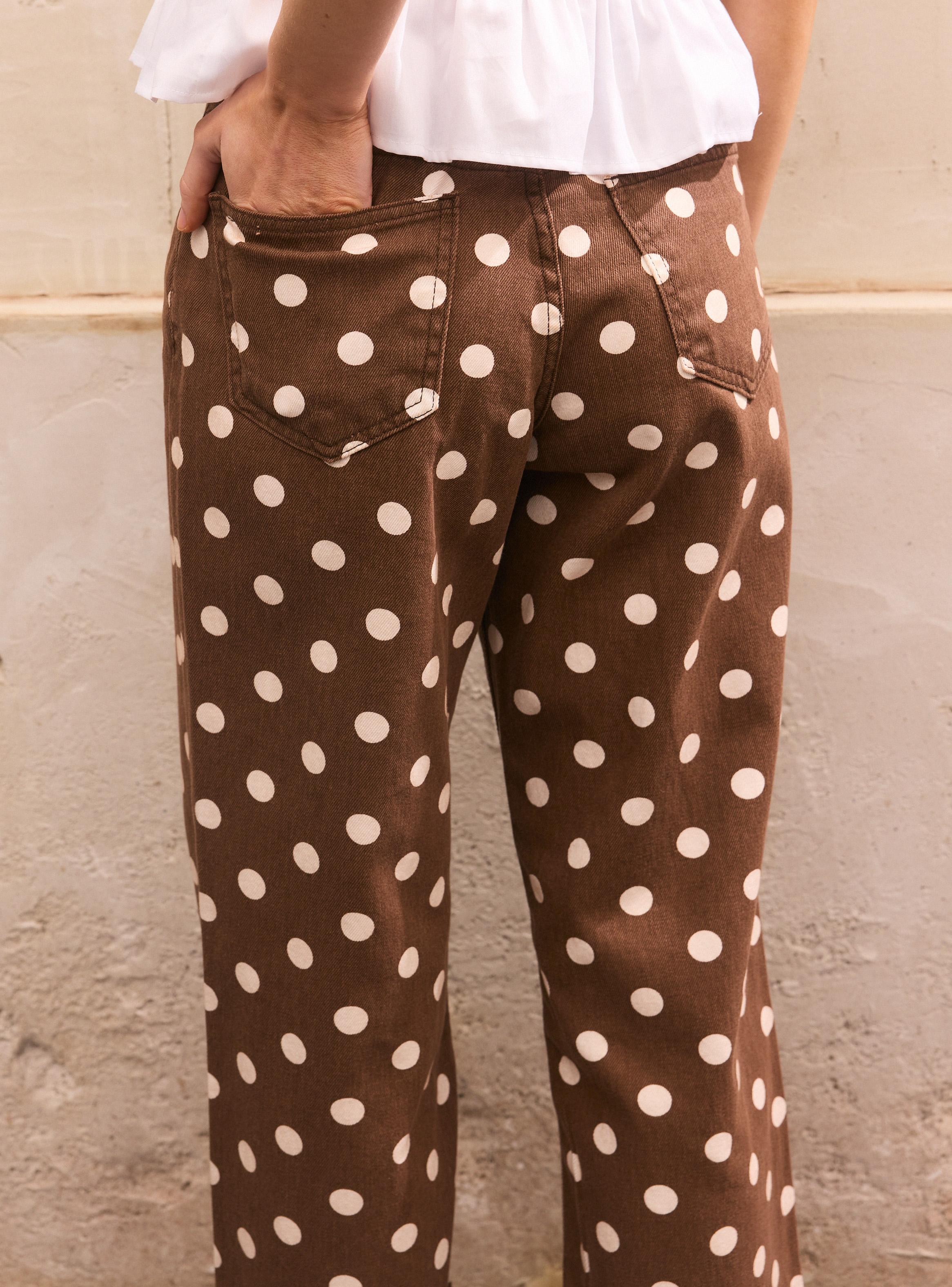 Jeans Straight Tiro Medio con Lunares-3