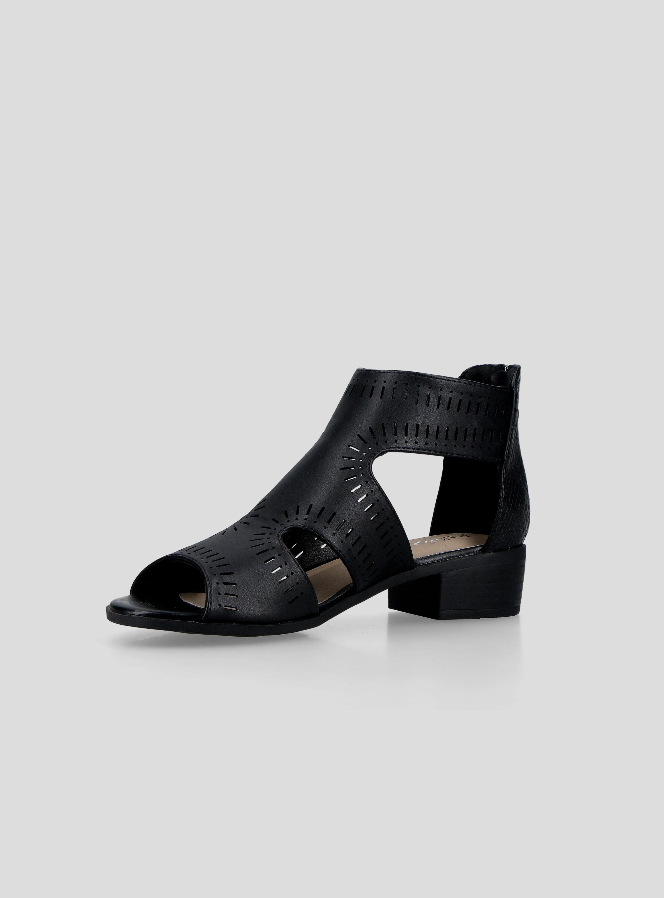 Sandalia Metalizada Calada con Taco Mujer-2