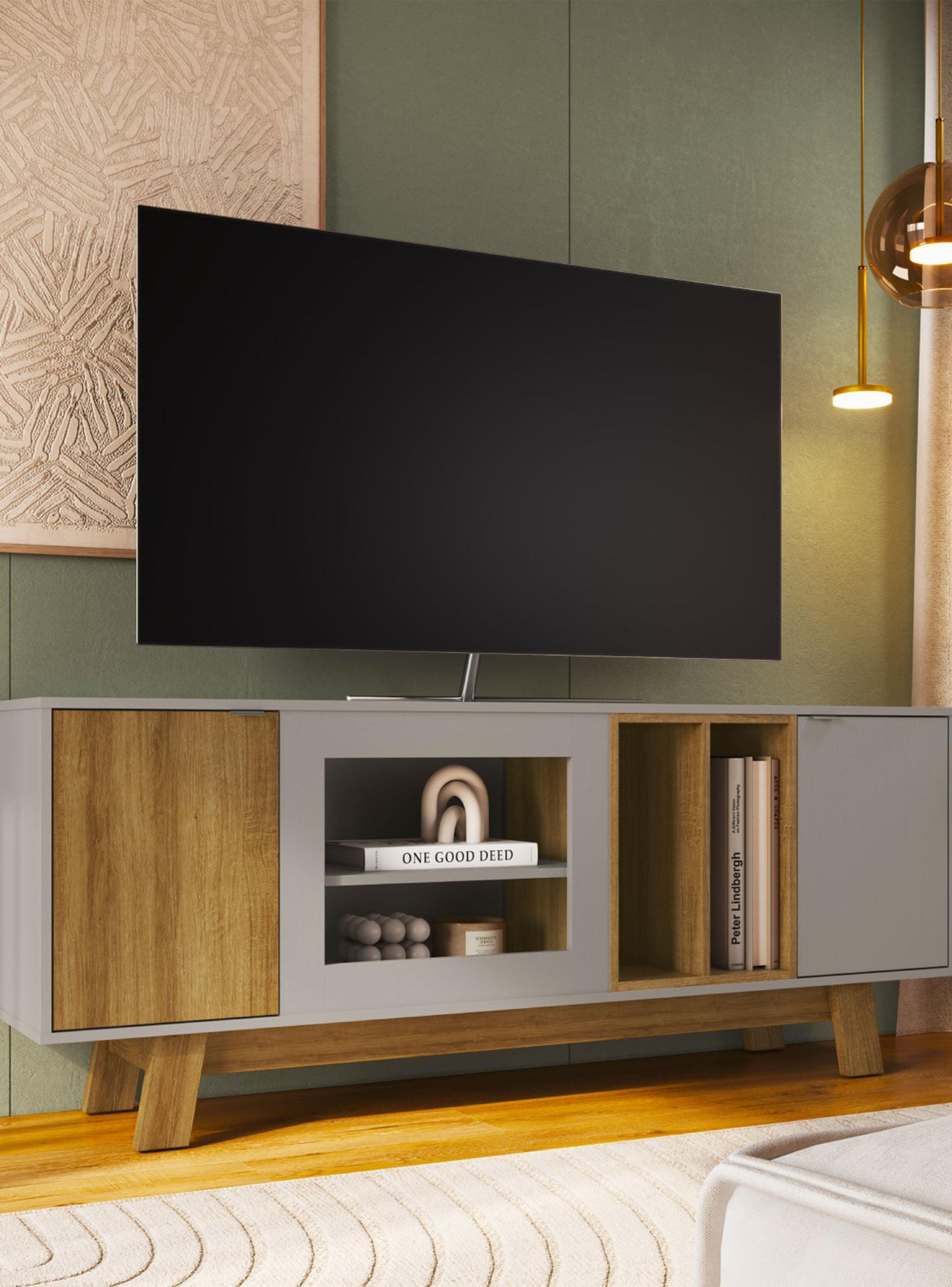 Rack de TV 65'' Miel Estilo Nórdico Robusto-4