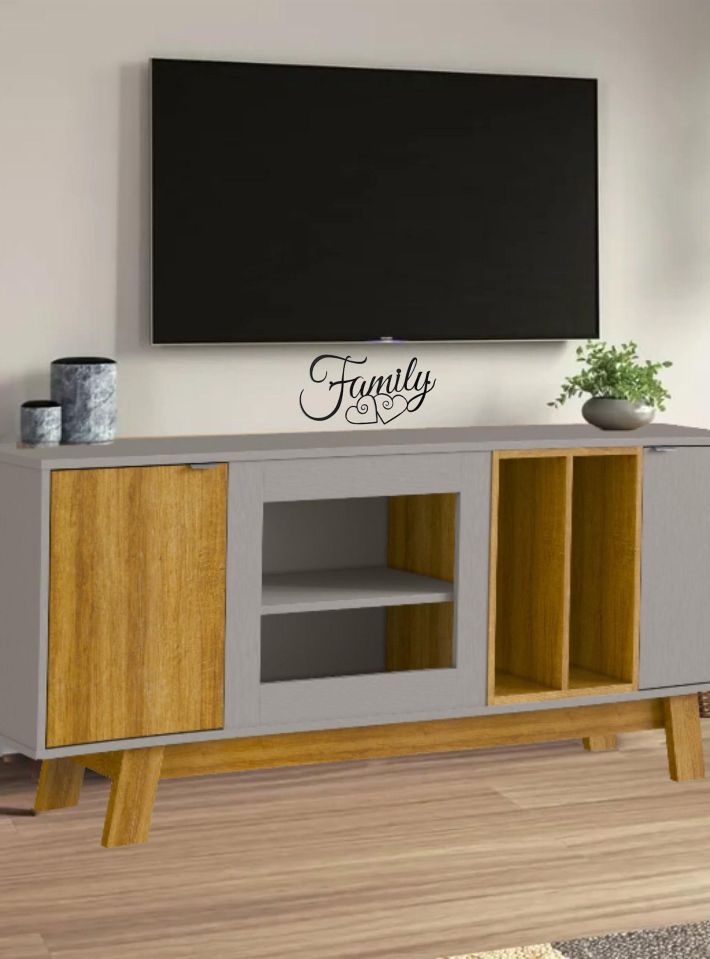 Rack de TV 65'' Miel Estilo Nórdico Robusto-3