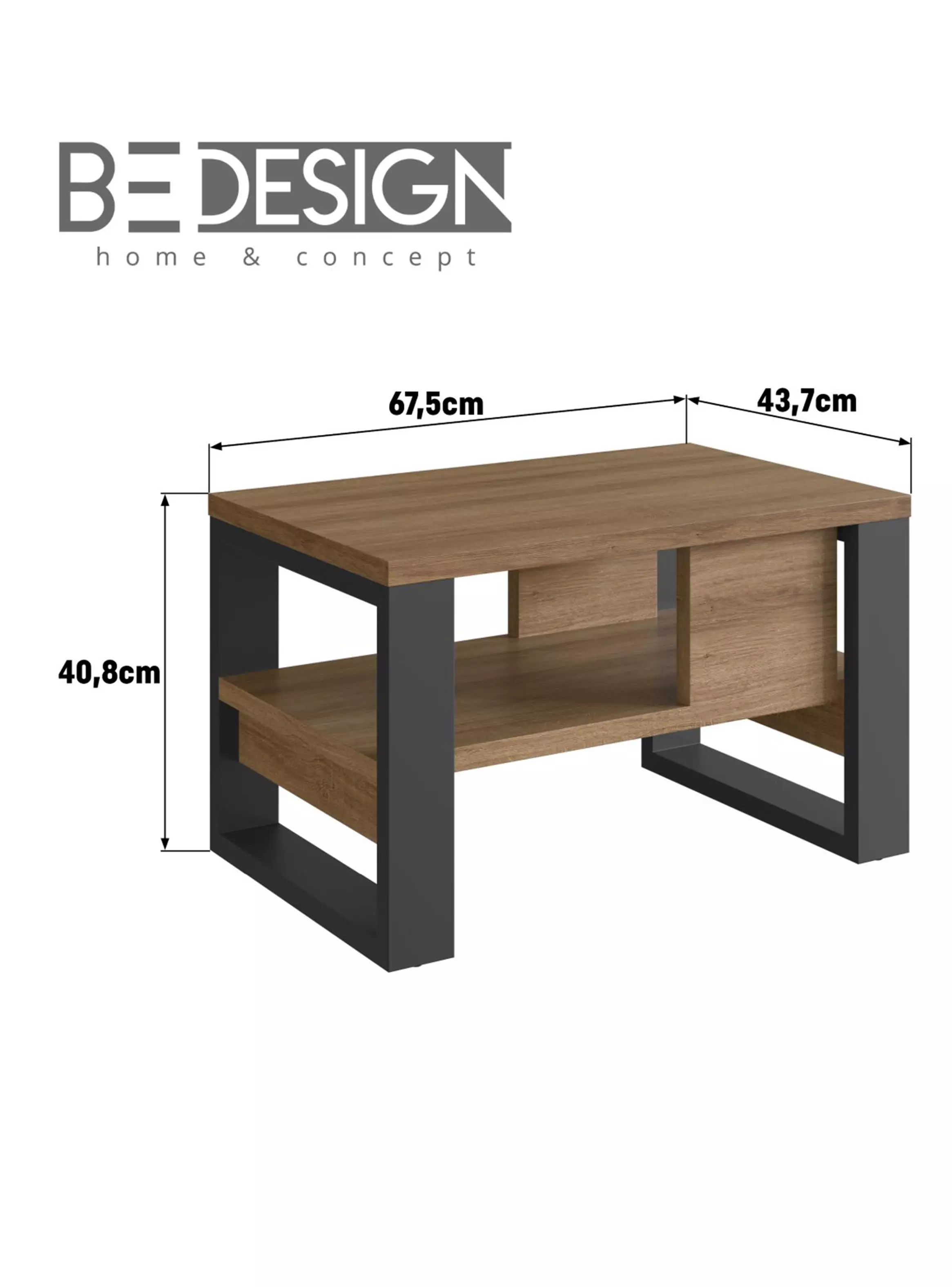 Mesa de Centro Moderna Industrial Madera Grafito-1