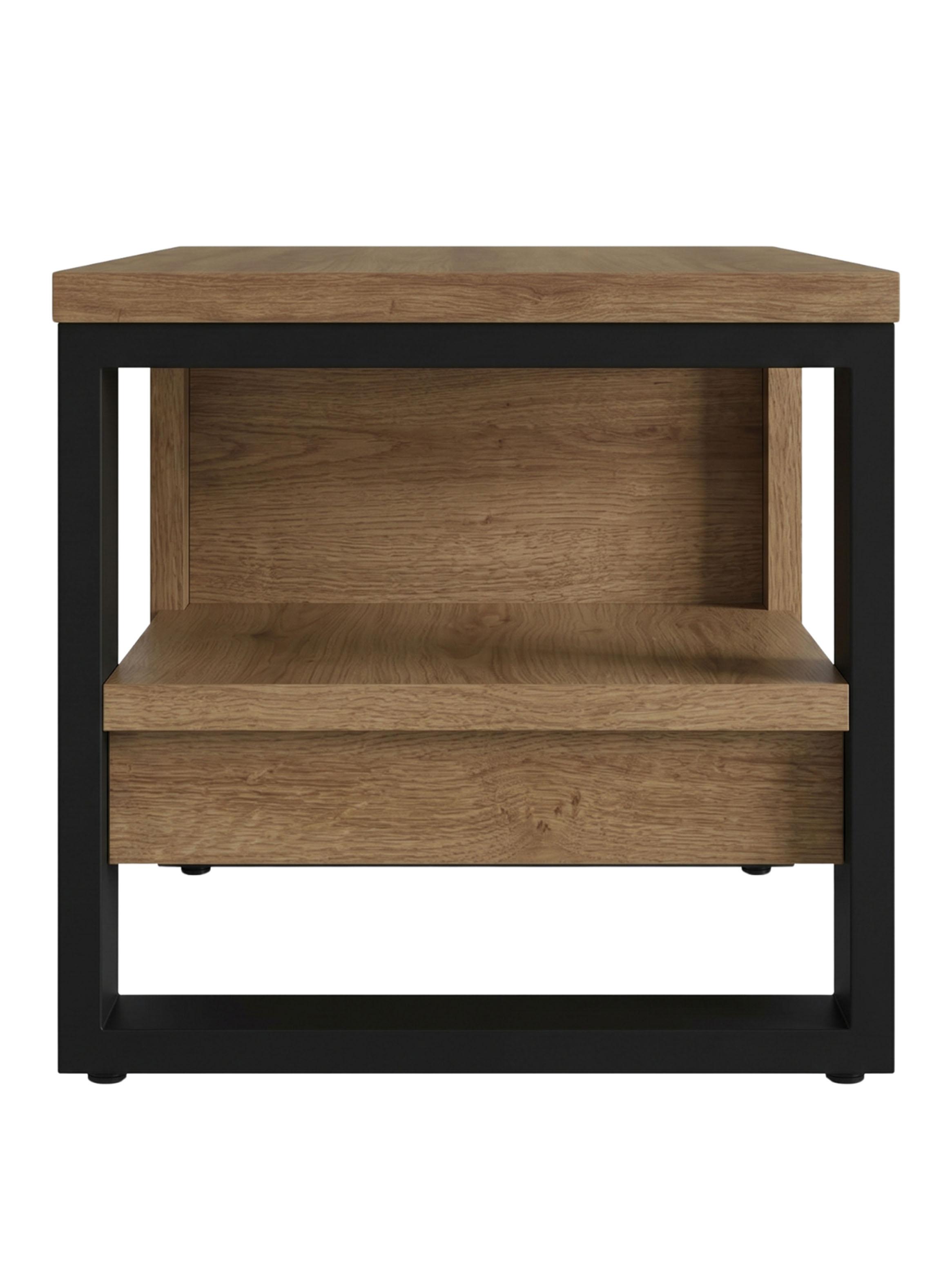 Mesa de Centro Moderna Industrial Madera Negro-3