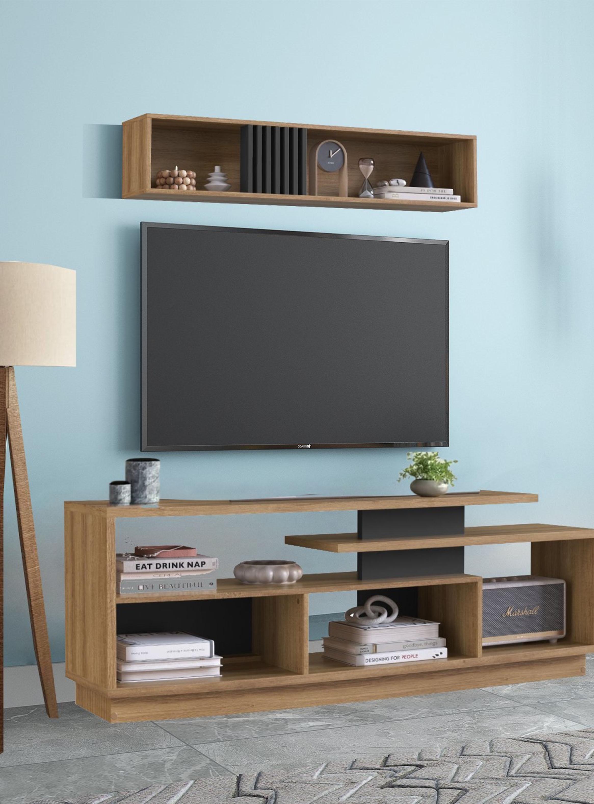 Rack TV 60'' con Repisa Aérea Miel-3