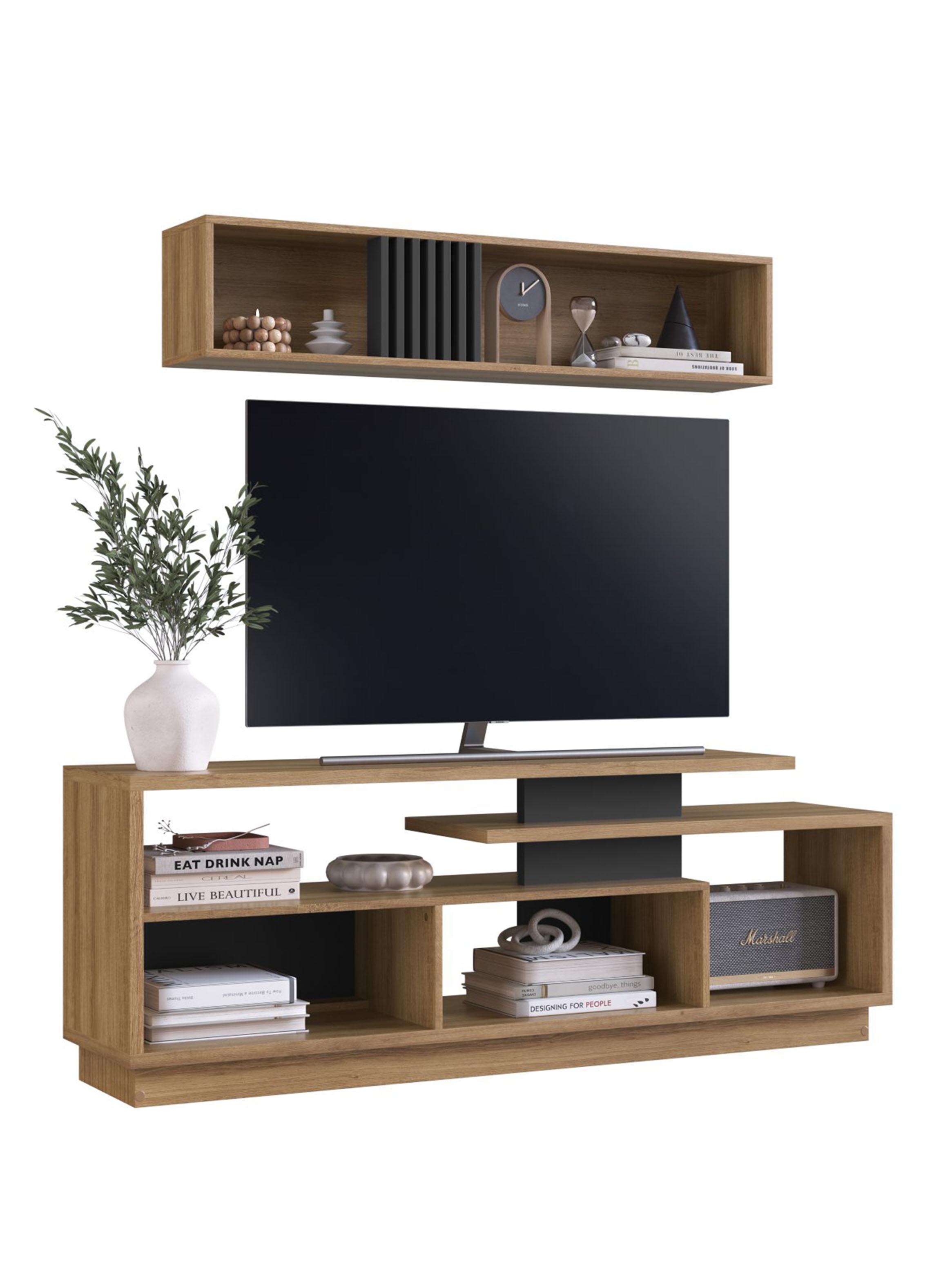 Rack TV 60'' con Repisa Aérea Miel-2