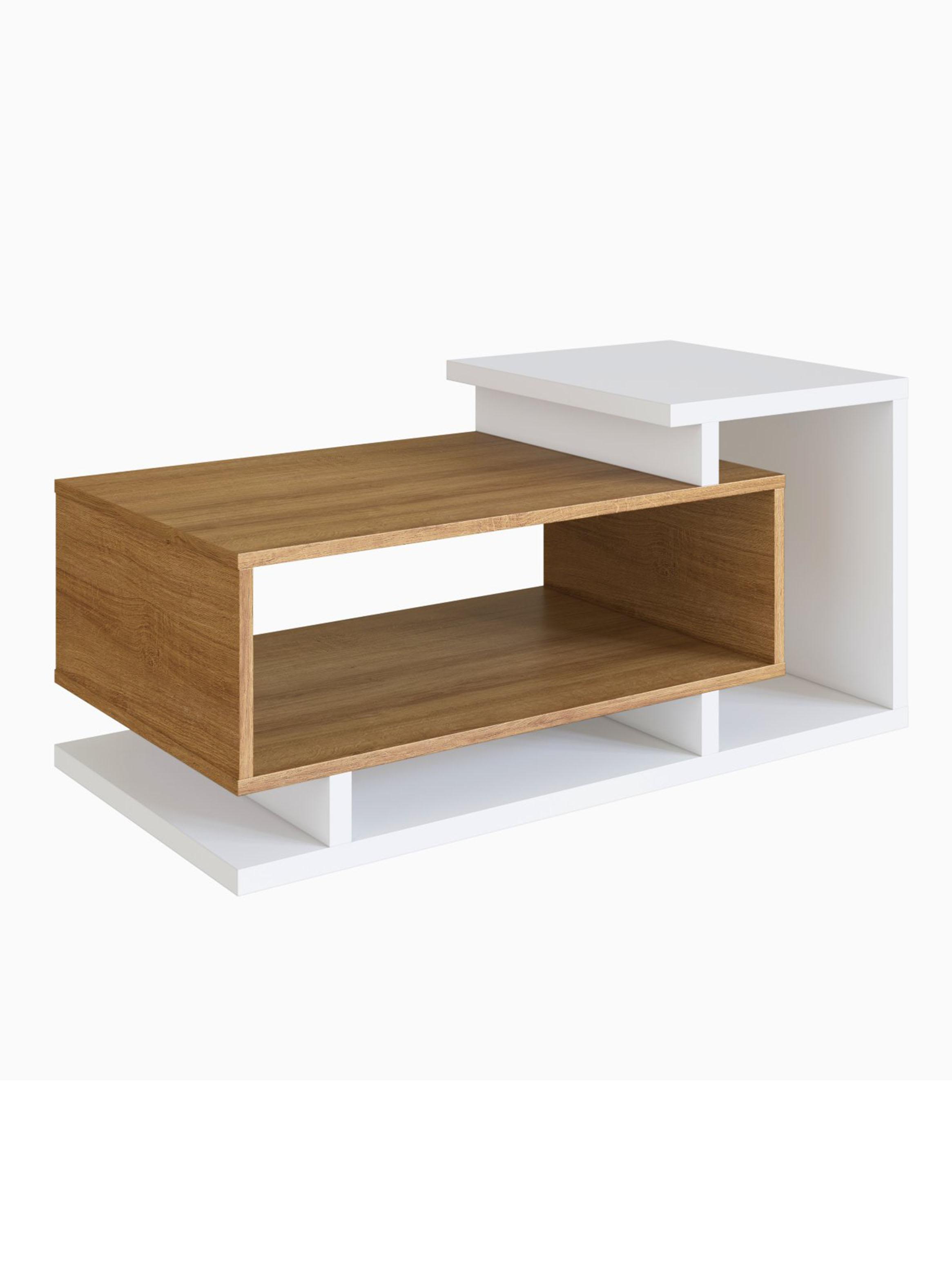 Mesa de Centro Bicolor Blanco Miel Estilo Nórdico-2