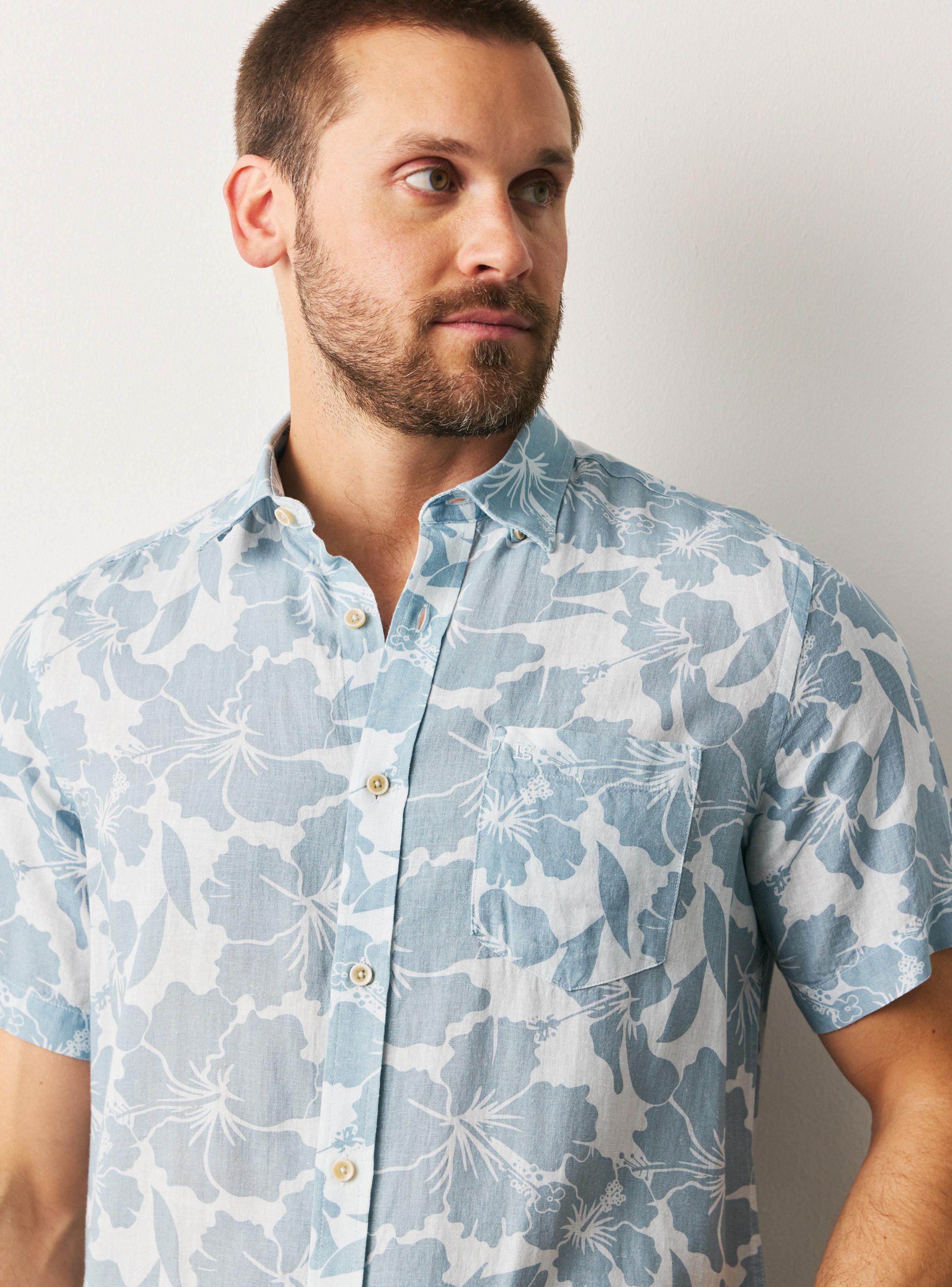 Camisa Lino Viscosa Diseño Hojas-2