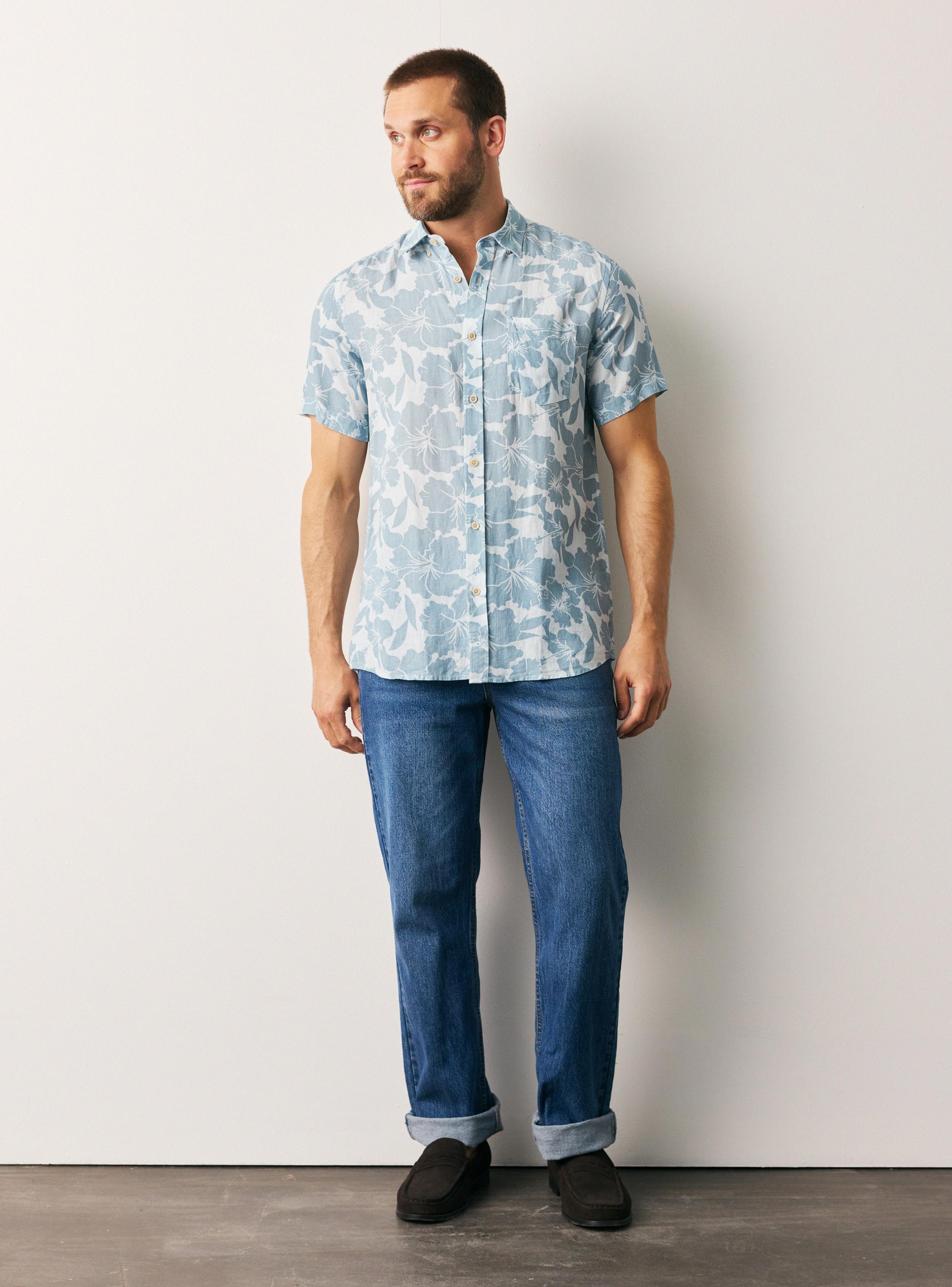 Camisa Lino Viscosa Diseño Hojas-4