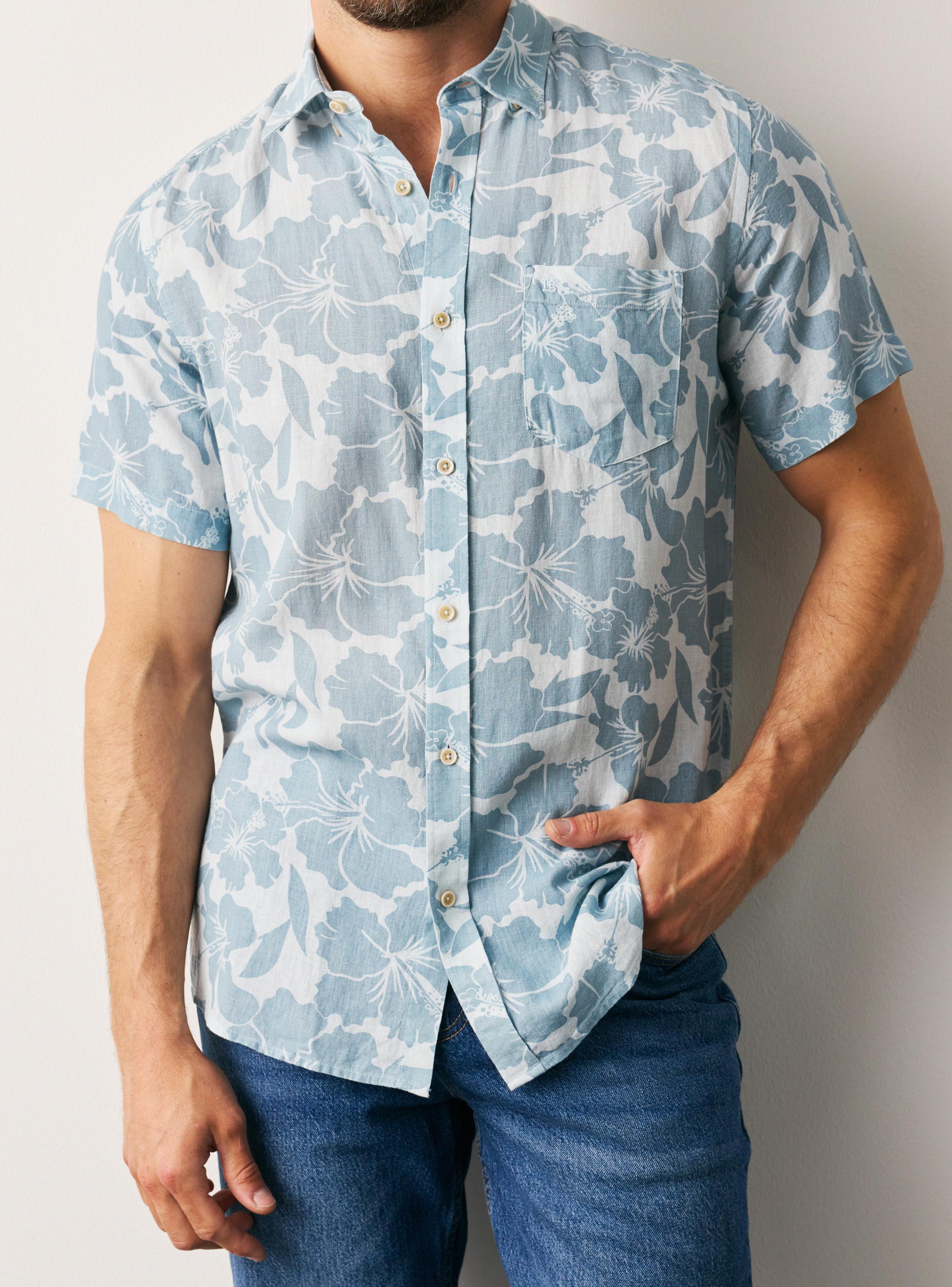 Camisa Lino Viscosa Diseño Hojas-3