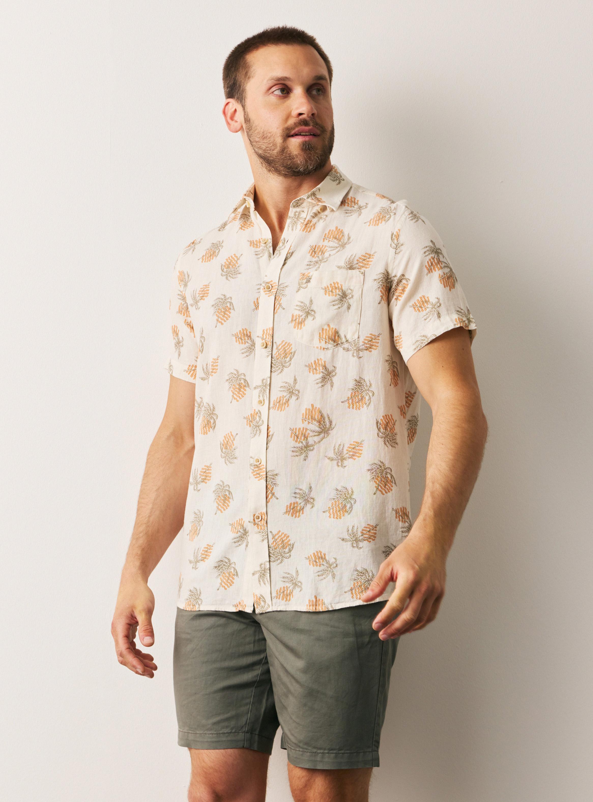 Camisa Lino Viscosa Diseño Hojas-0