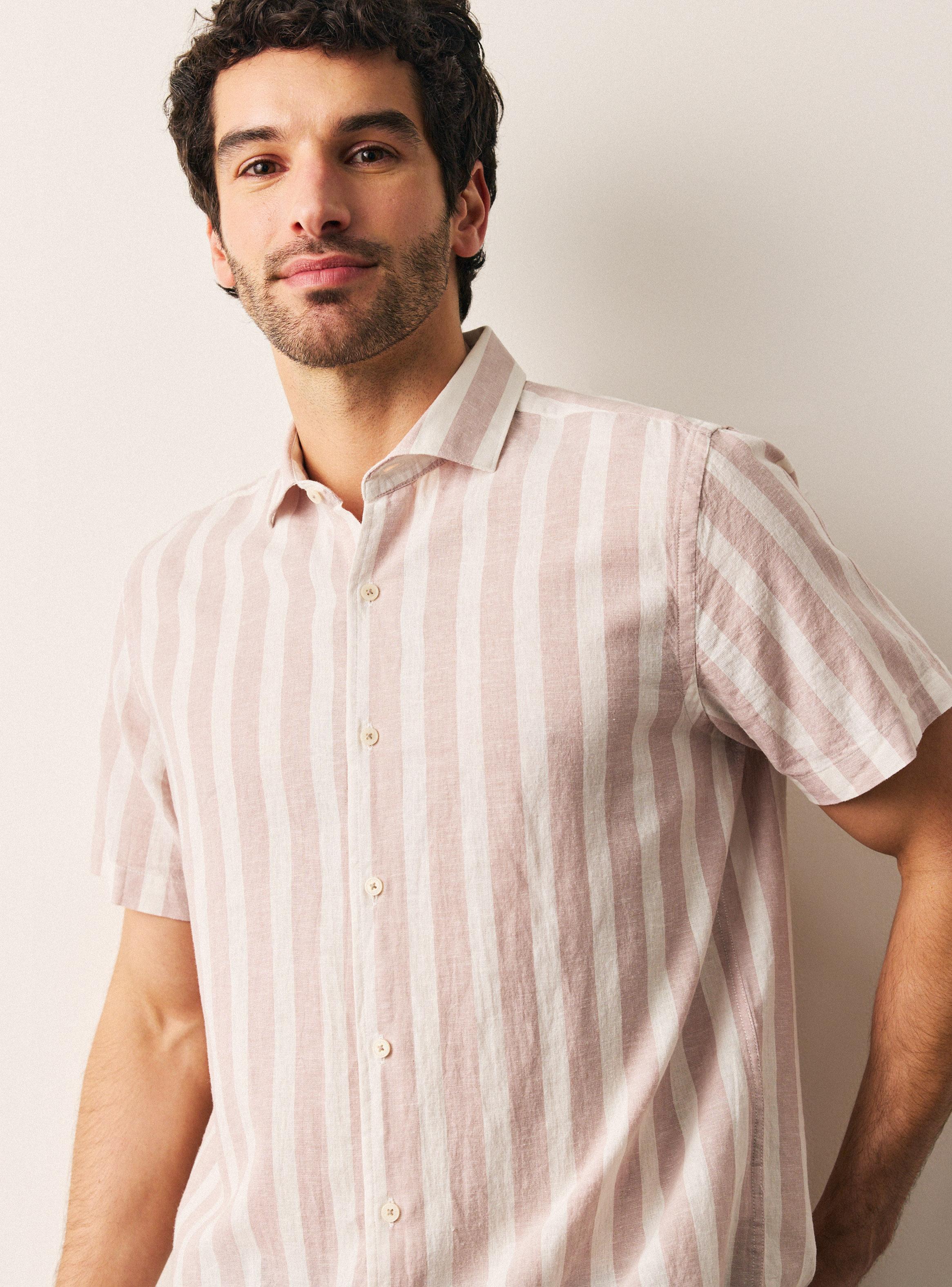 Camisa Manga Corta Lino Rayas-2