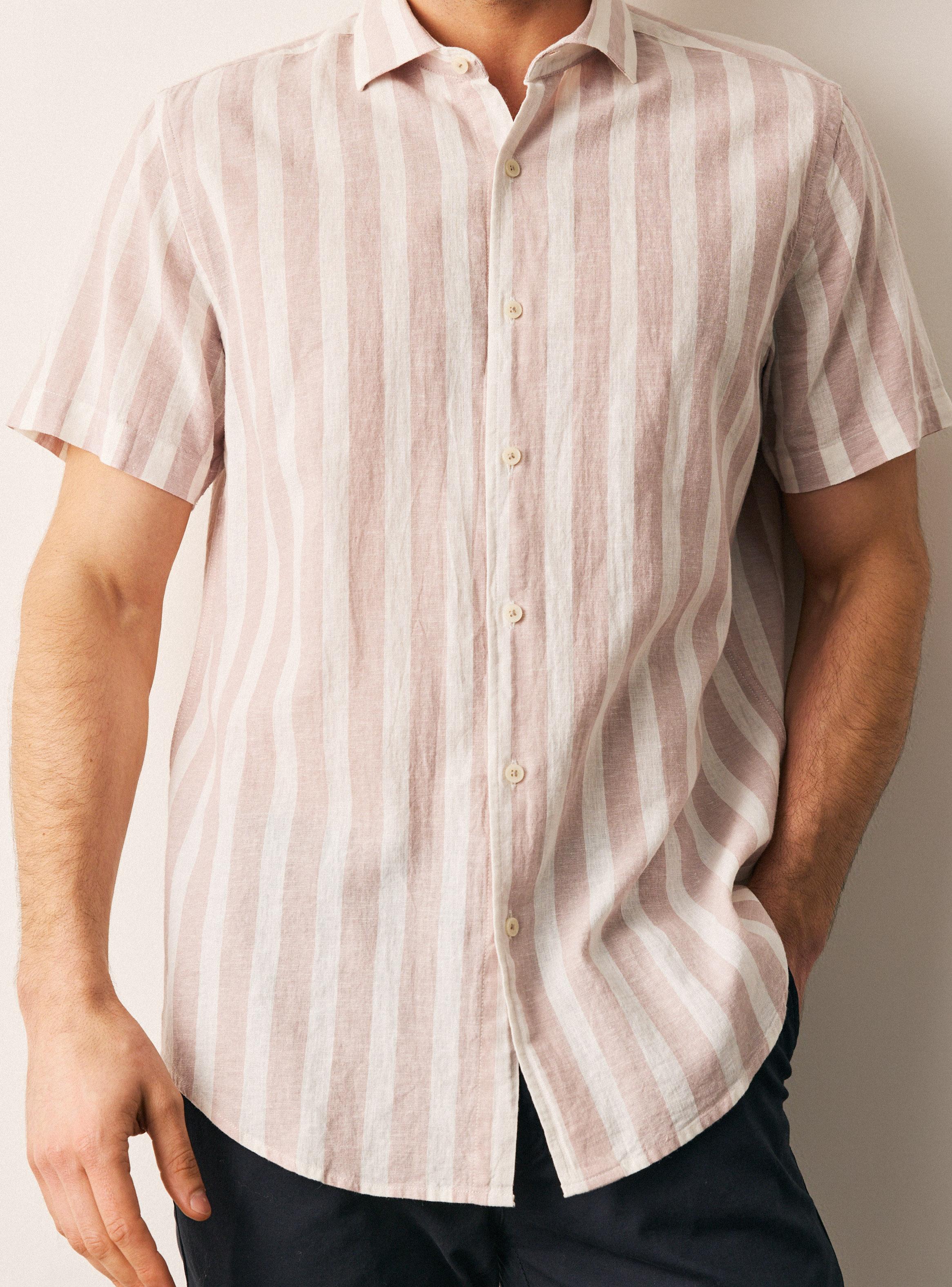Camisa Manga Corta Lino Rayas-3