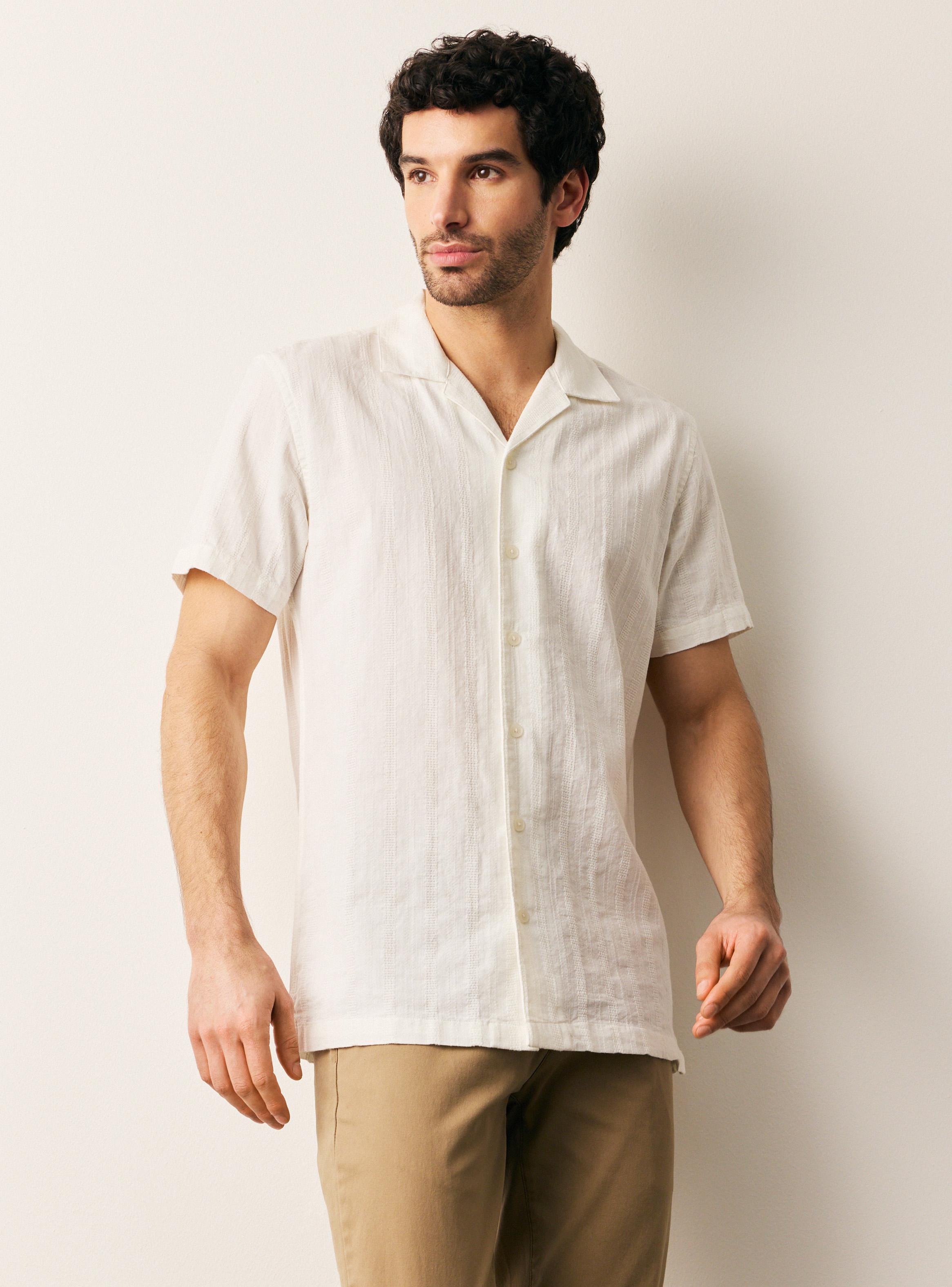 Camisa Manga Corta Tejida Rayas-0