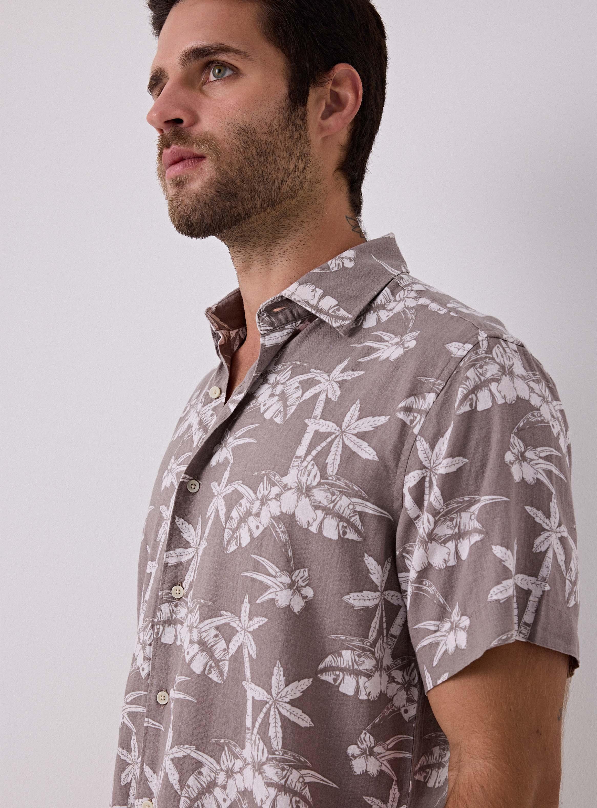 Camisa Lino Estampado Hombre-3