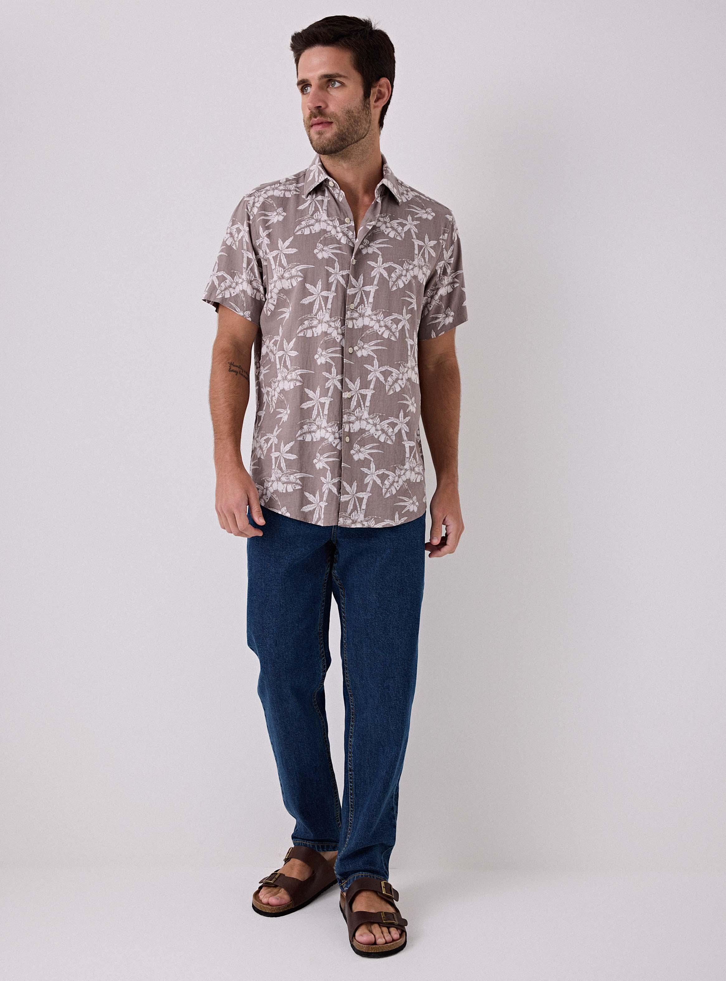 Camisa Lino Estampado Hombre-4