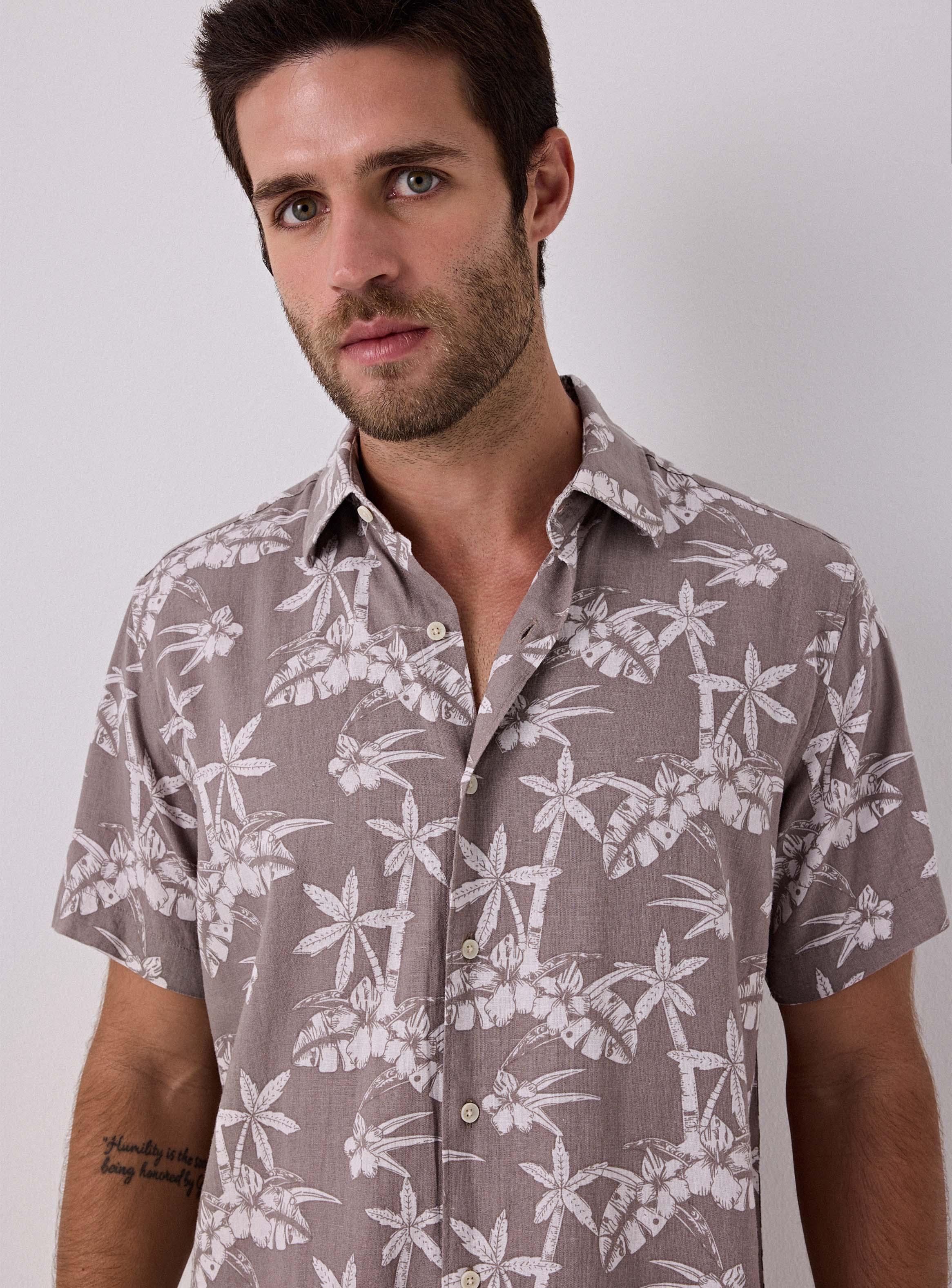 Camisa Lino Estampado Hombre-2