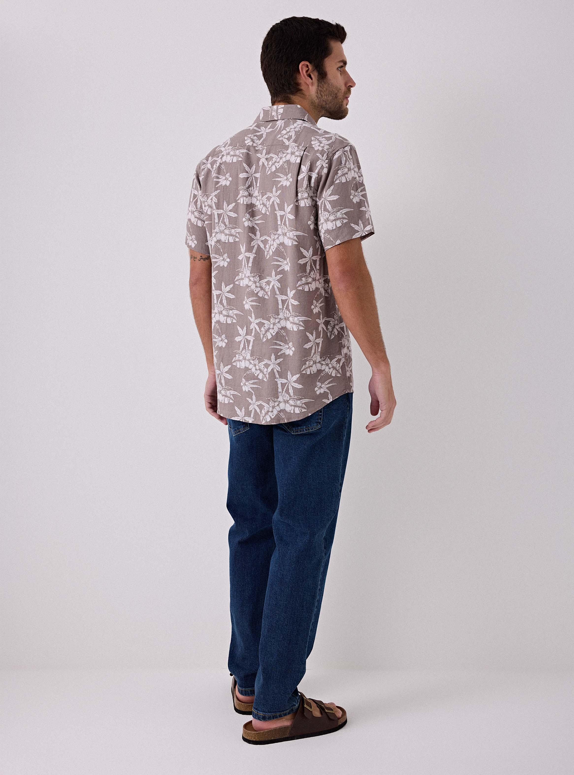 Camisa Lino Estampado Hombre-5
