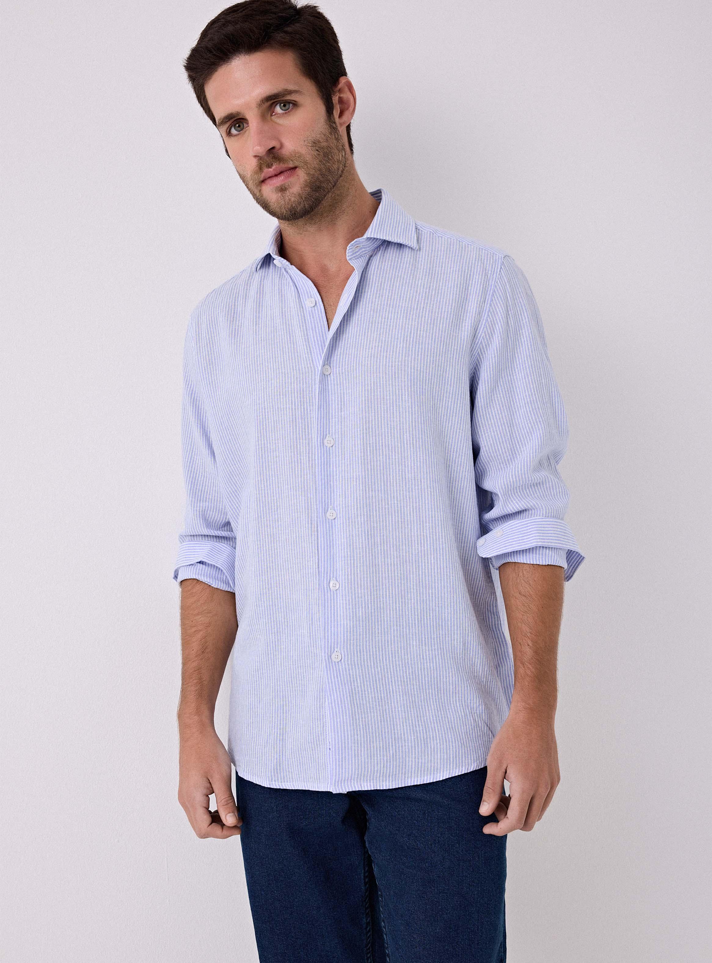 Camisa Lino Rayas Hombre-0