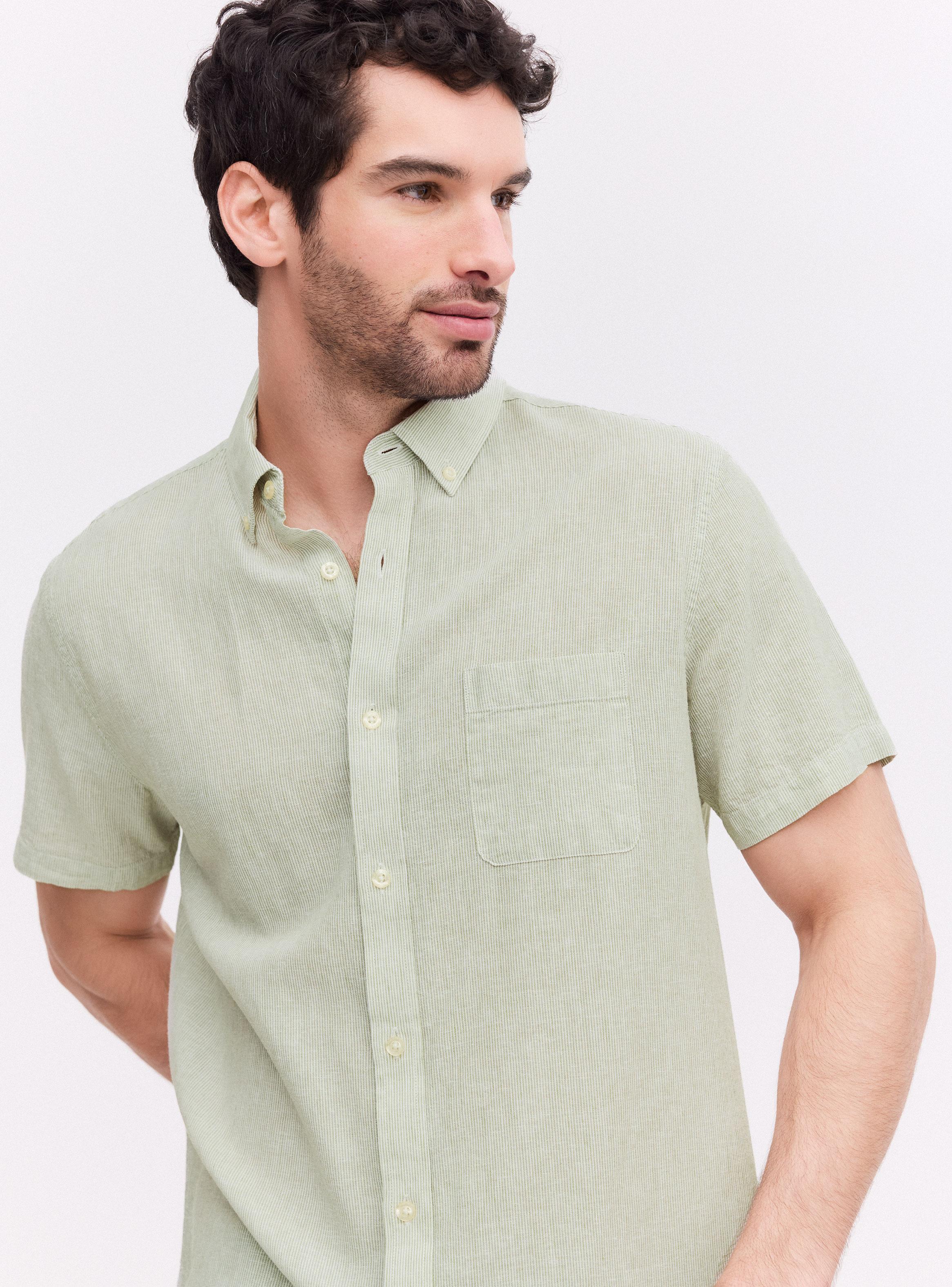 Camisa Manga Corta Lino Texturada-2