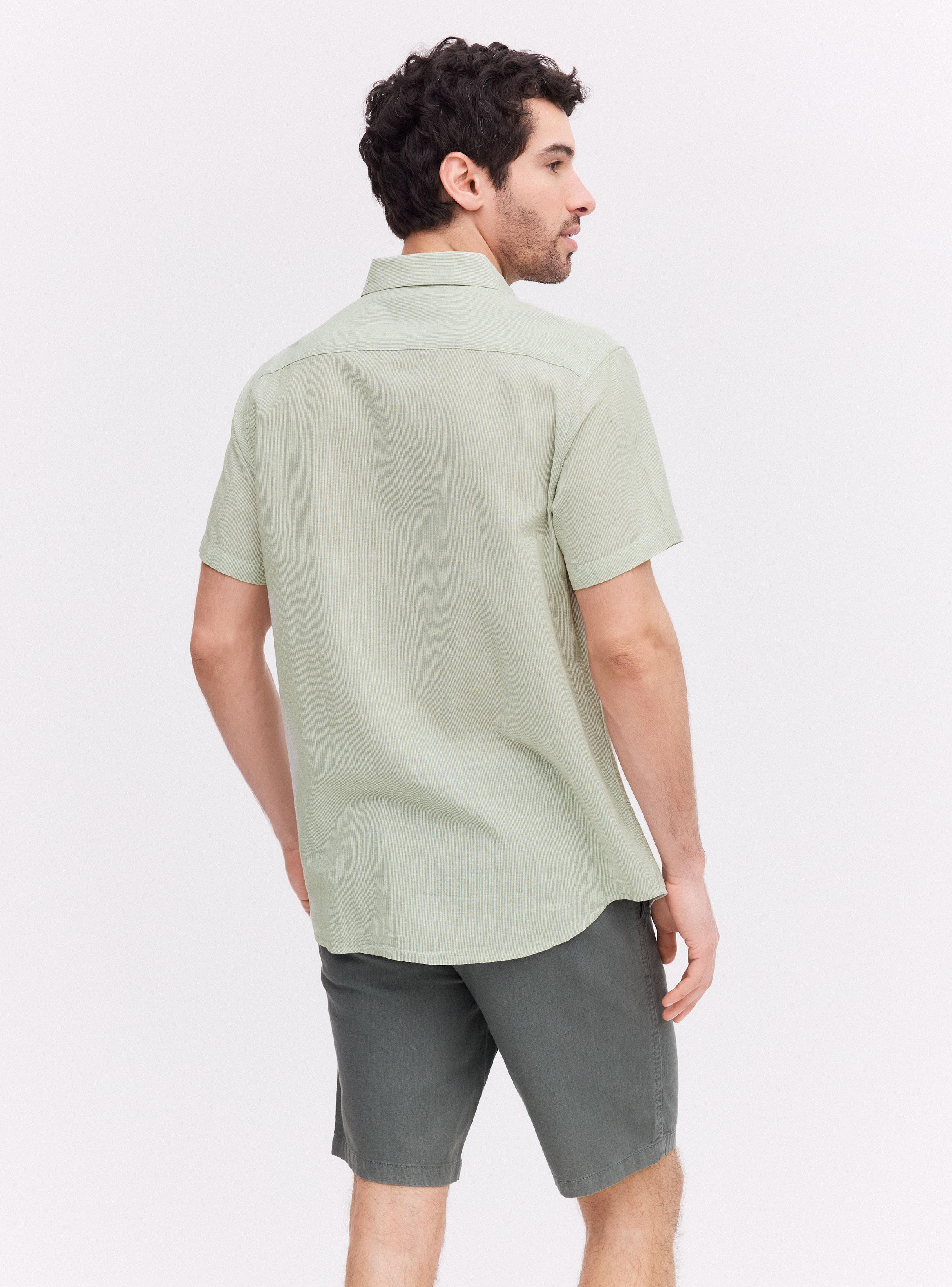 Camisa Manga Corta Lino Texturada-1