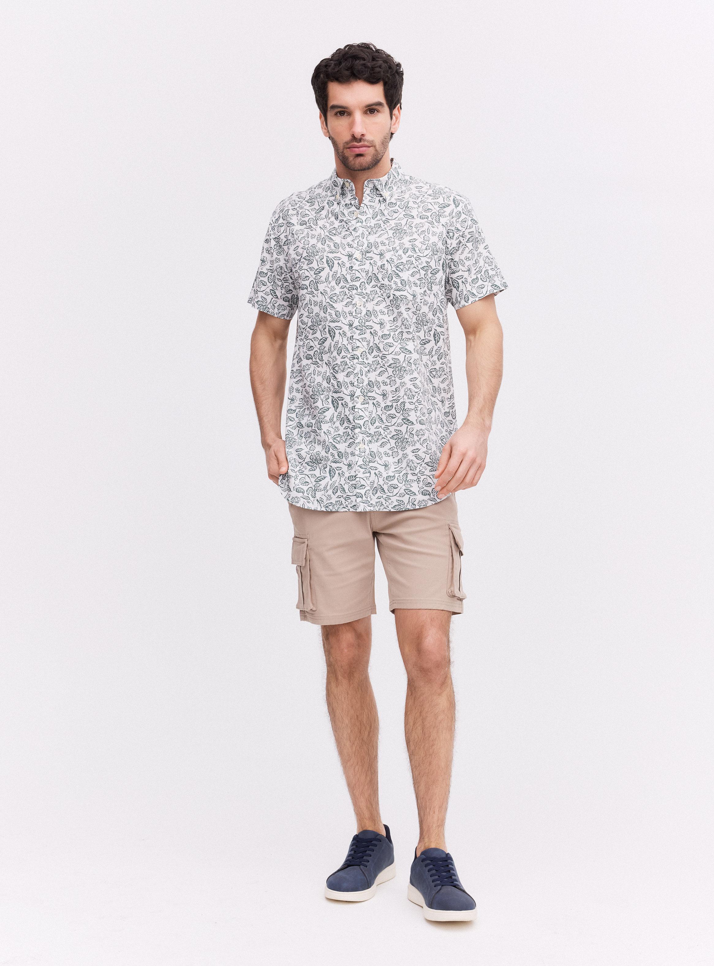Camisa Print Hojas Manga Corta-4