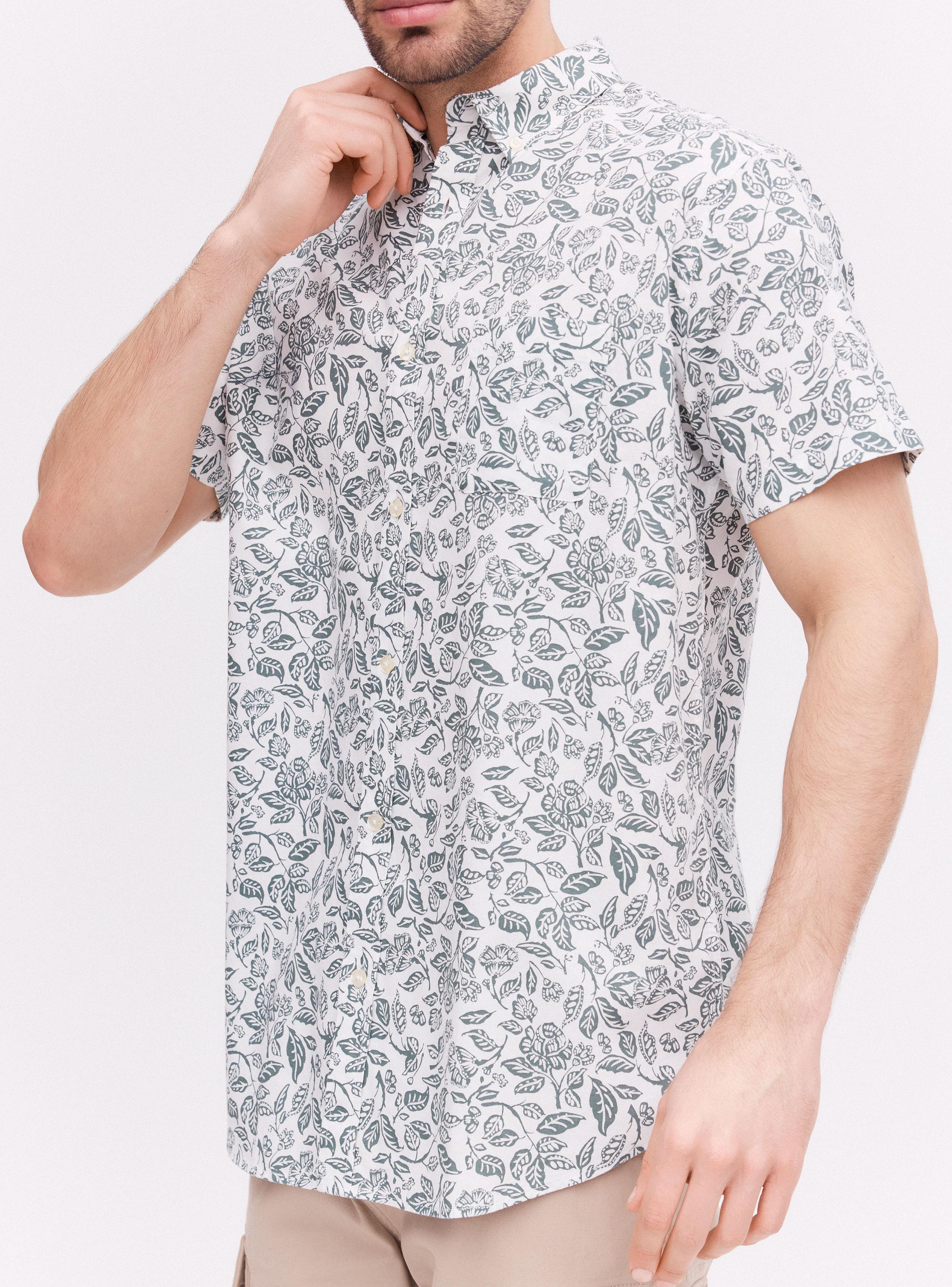 Camisa Print Hojas Manga Corta-3