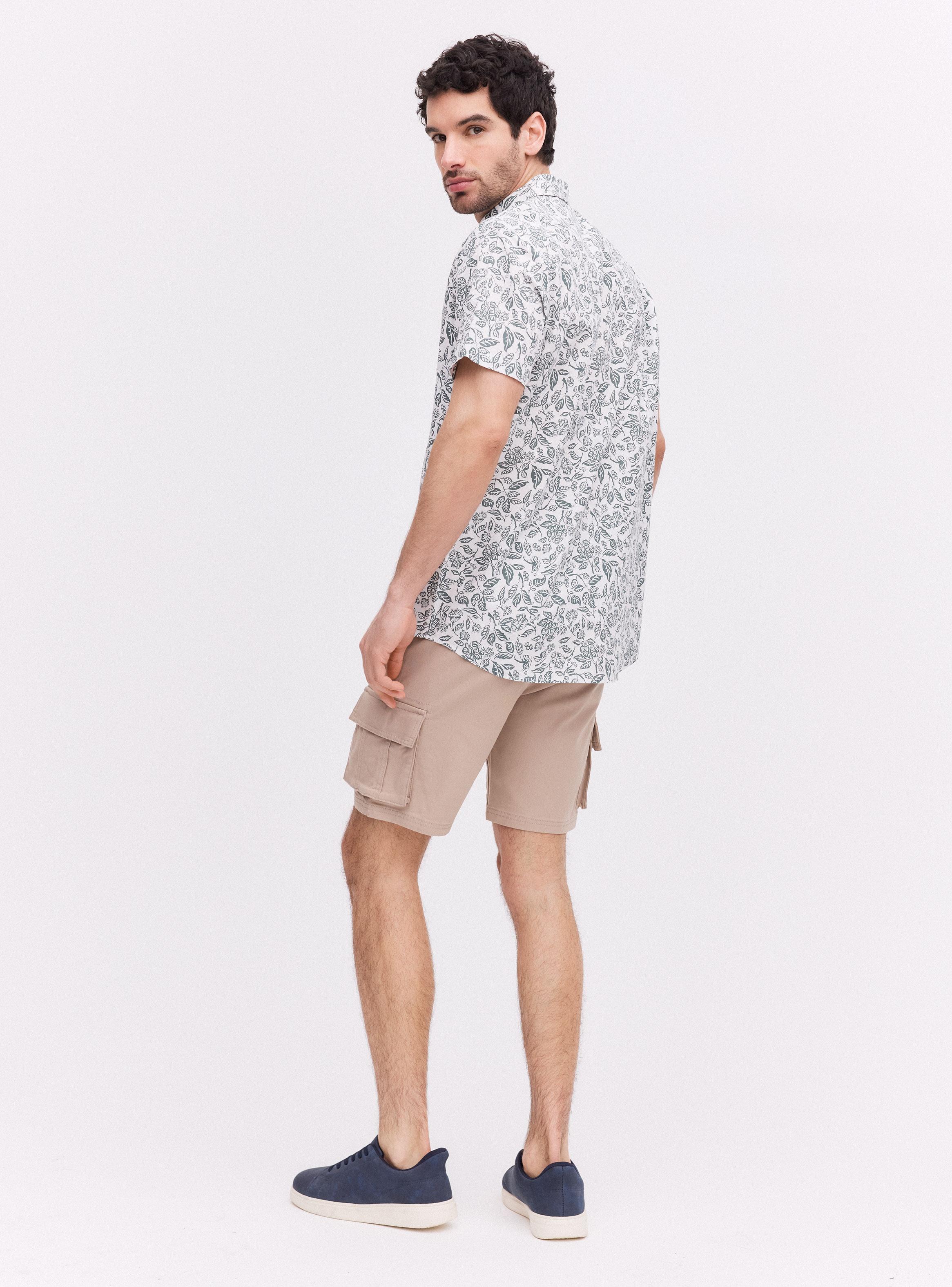 Camisa Print Hojas Manga Corta-5