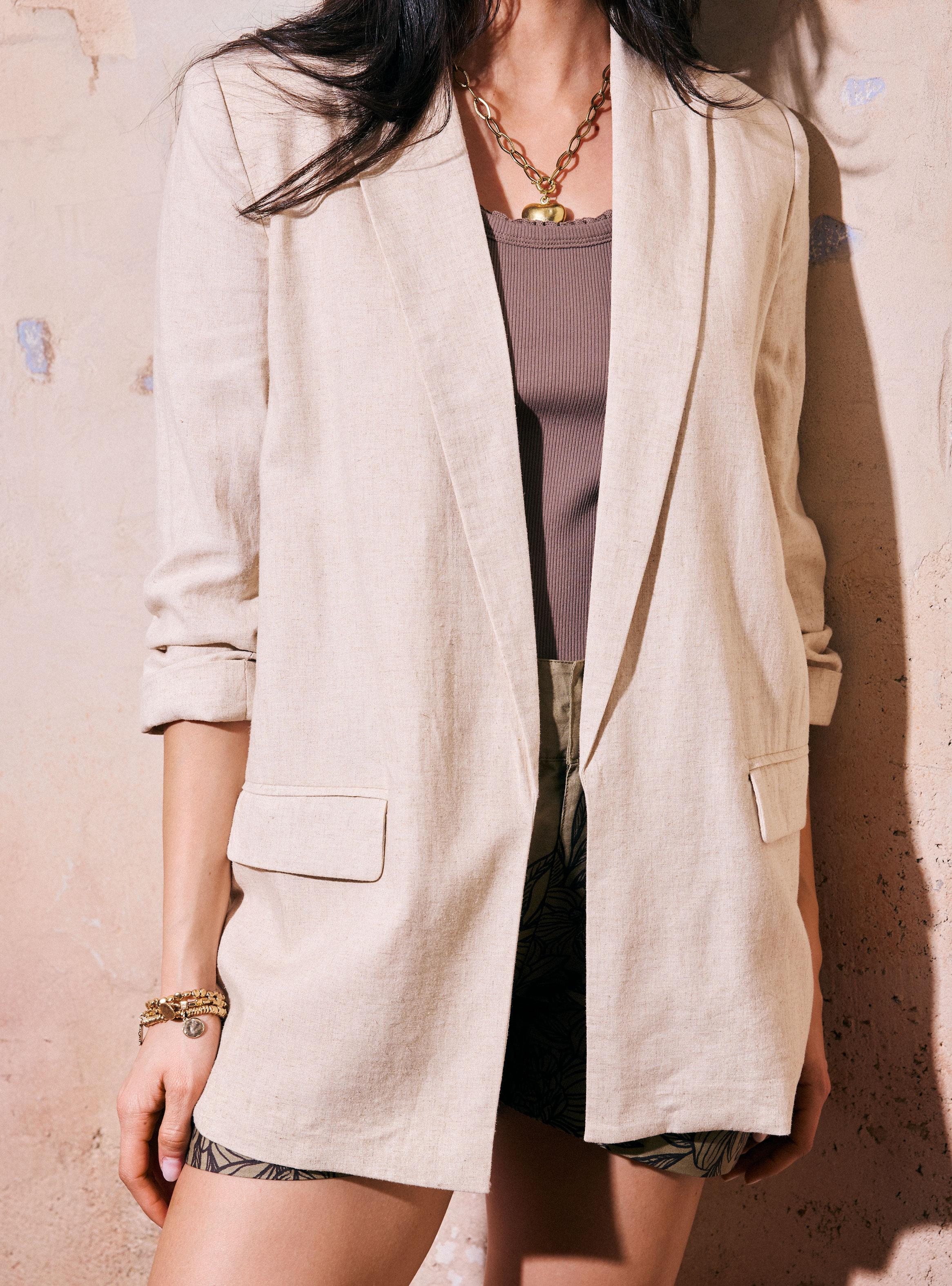 Blazer sin Botones Forro en Contraste-3