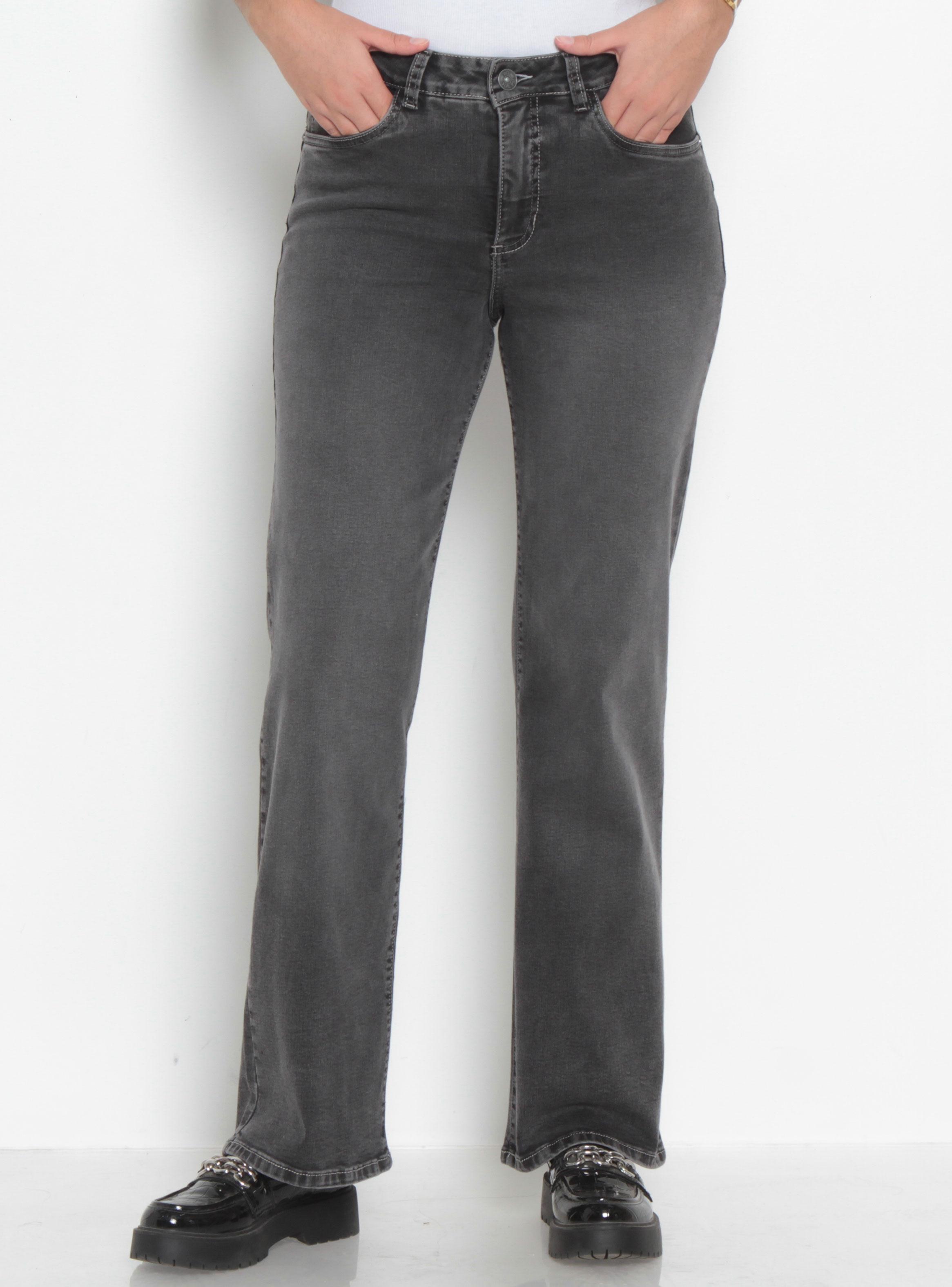Jeans Recto Tiro Alto Botón Push In Push Up Bota Recta-0